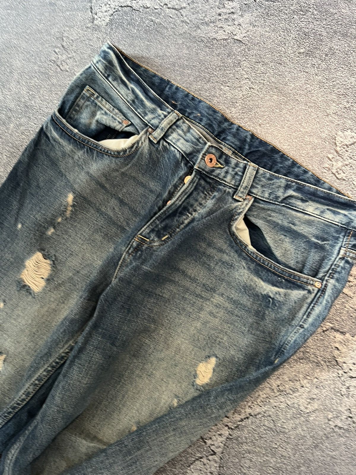 Japanese Brand Distressed Vintage Slim Archival Jeans Retro Style Size US 32 / EU 48 - 3 Thumbnail