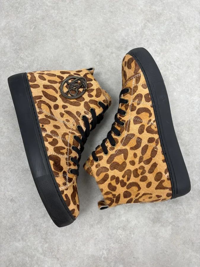 Just Cavalli Cavalli Pony Hair Leopard High Leather Sneakers Size US 9 / EU 42 - 8 Thumbnail