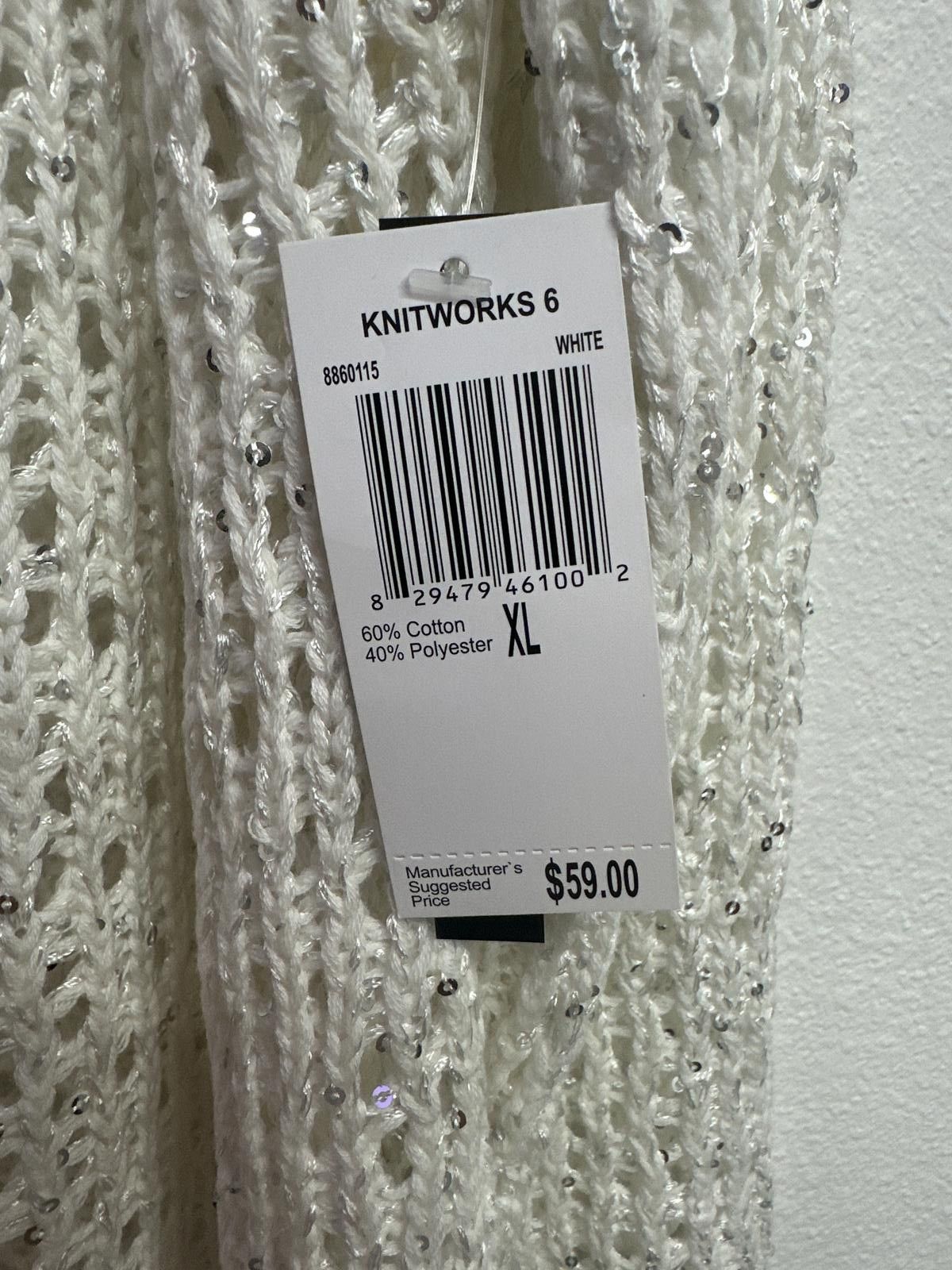 Other Grace Elements XL White Sequin Knit Cardigan Size XL / US 12-14 / IT 48-50 - 3 Thumbnail