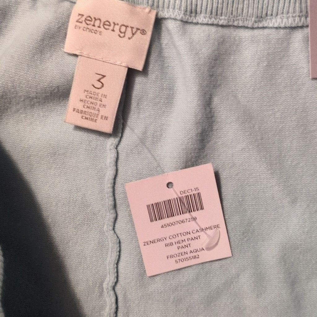 Chicos Zenergy By Chicos Aqua Cotton Cashmere Rib Hem Pants Size 3 Size 38" / US 16 / IT 52 - 3 Thumbnail