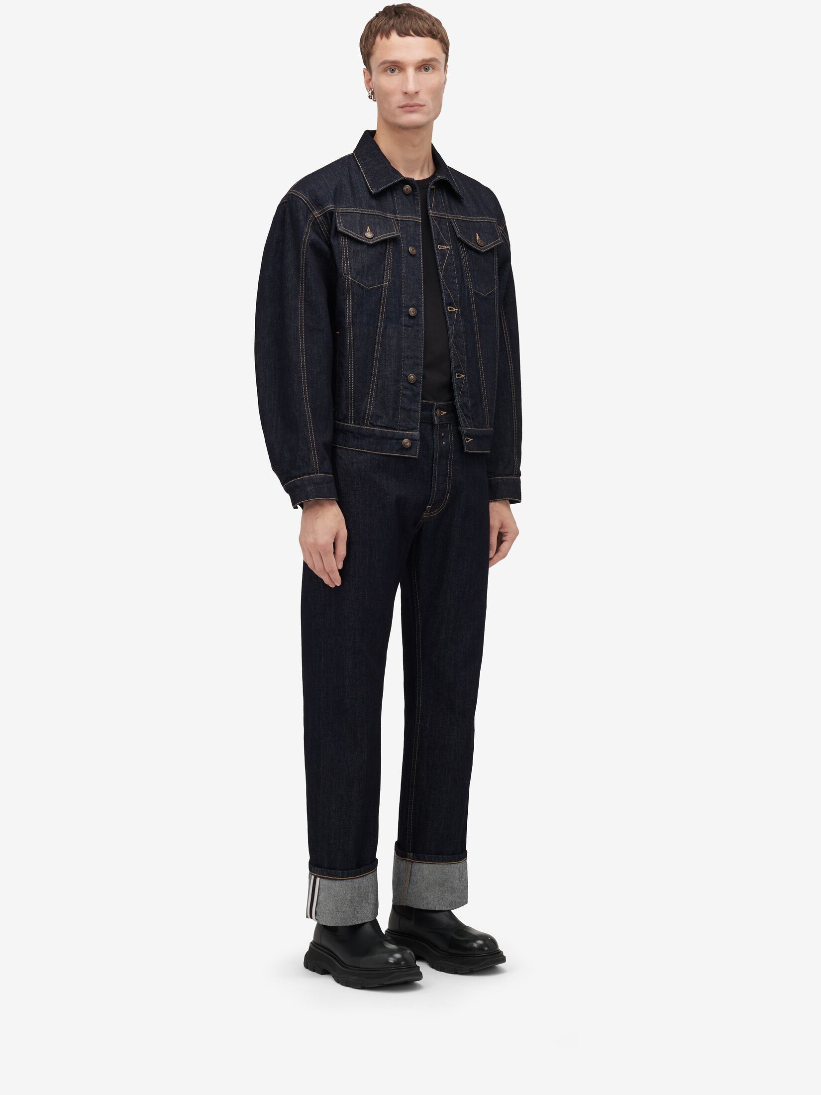 Alexander McQueen o1w1db10725 Dropped Shoulder Denim Jacket in Indigo Size US S / EU 44-46 / 1 - 3 Thumbnail