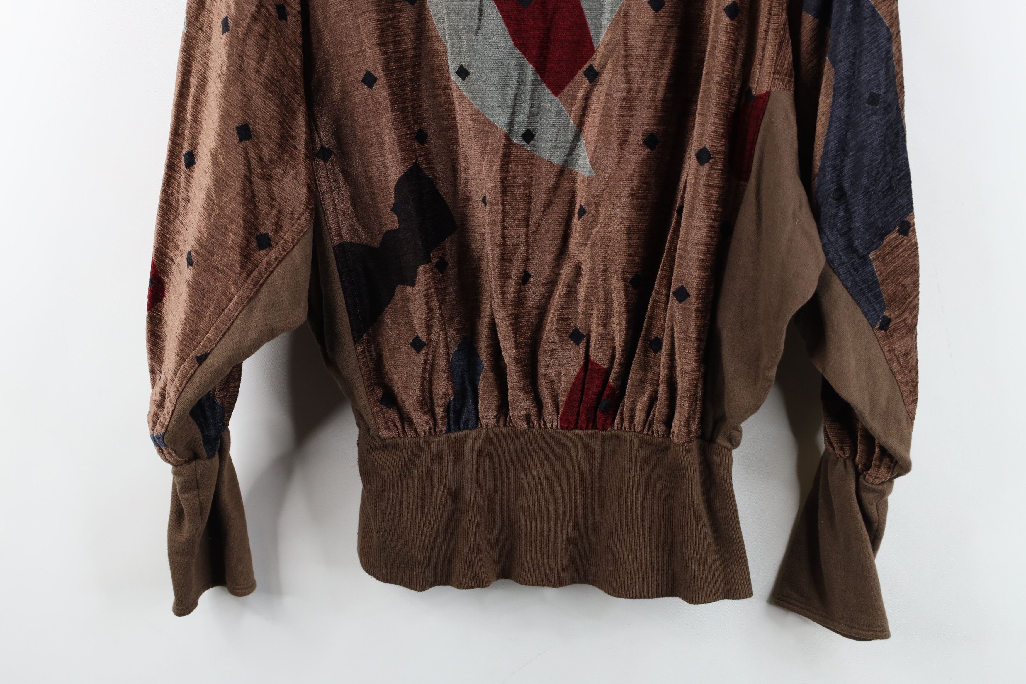 Vintage Vintage 80s Mid Mod Geometric Silk Collared Pullover Sweater Size L / US 10 / IT 46 - 14 Thumbnail