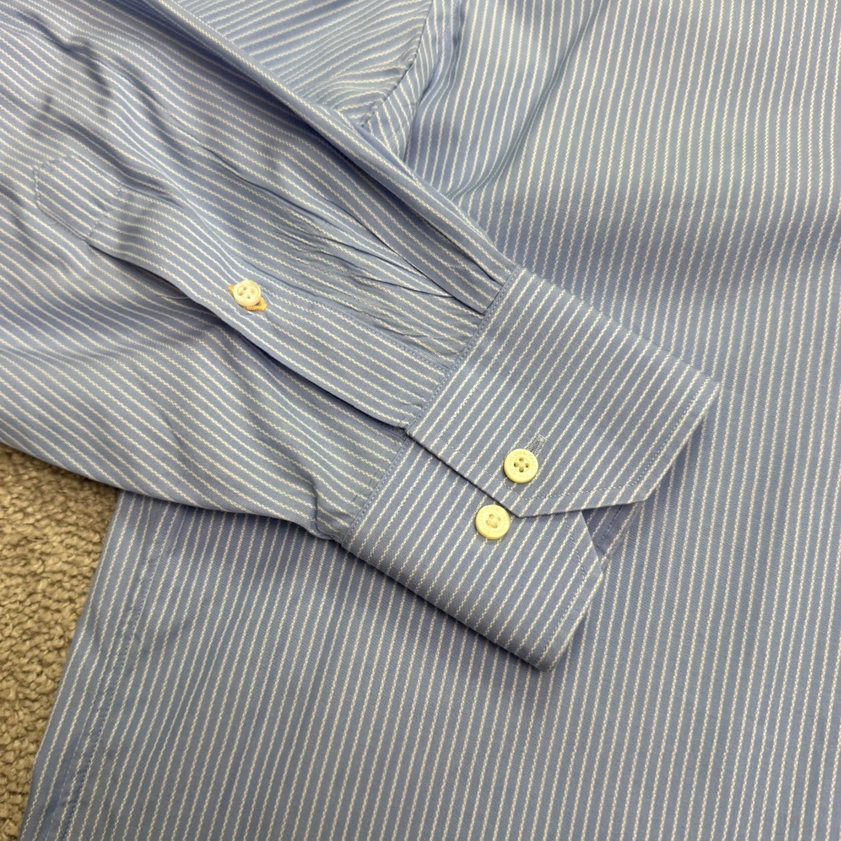 Tommy Bahama Tommy Bahama Dress Shirt Blue Striped Mens 15.5 32-33 Cotton 100% Long Sleeve Regular Classic Workwear Shirt Mens Size 42R - 4 Thumbnail