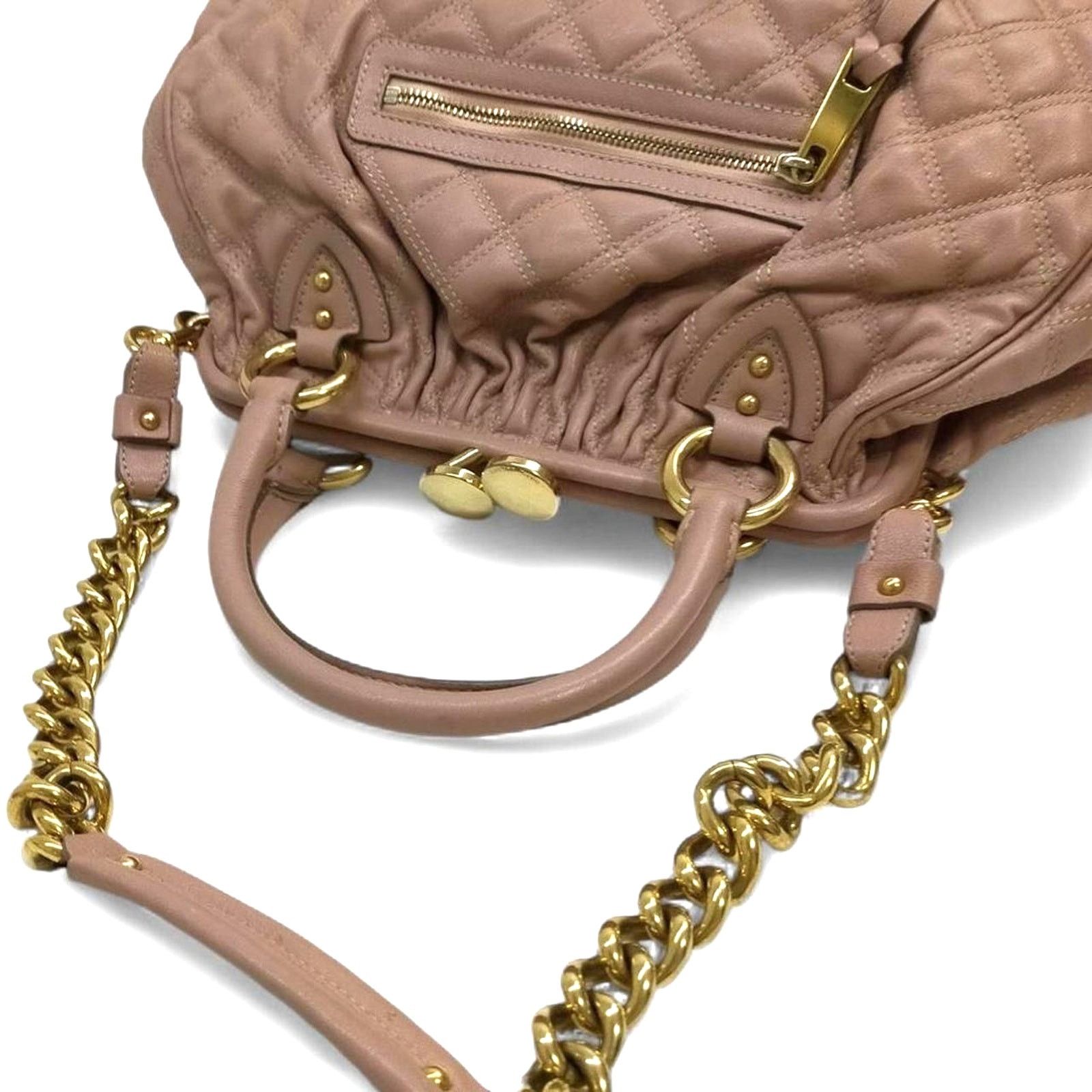 Marc Jacobs Classic! Marc Jacobs Beige Tan STAM Quilted Leather Bag Gold Size ONE SIZE - 4 Thumbnail