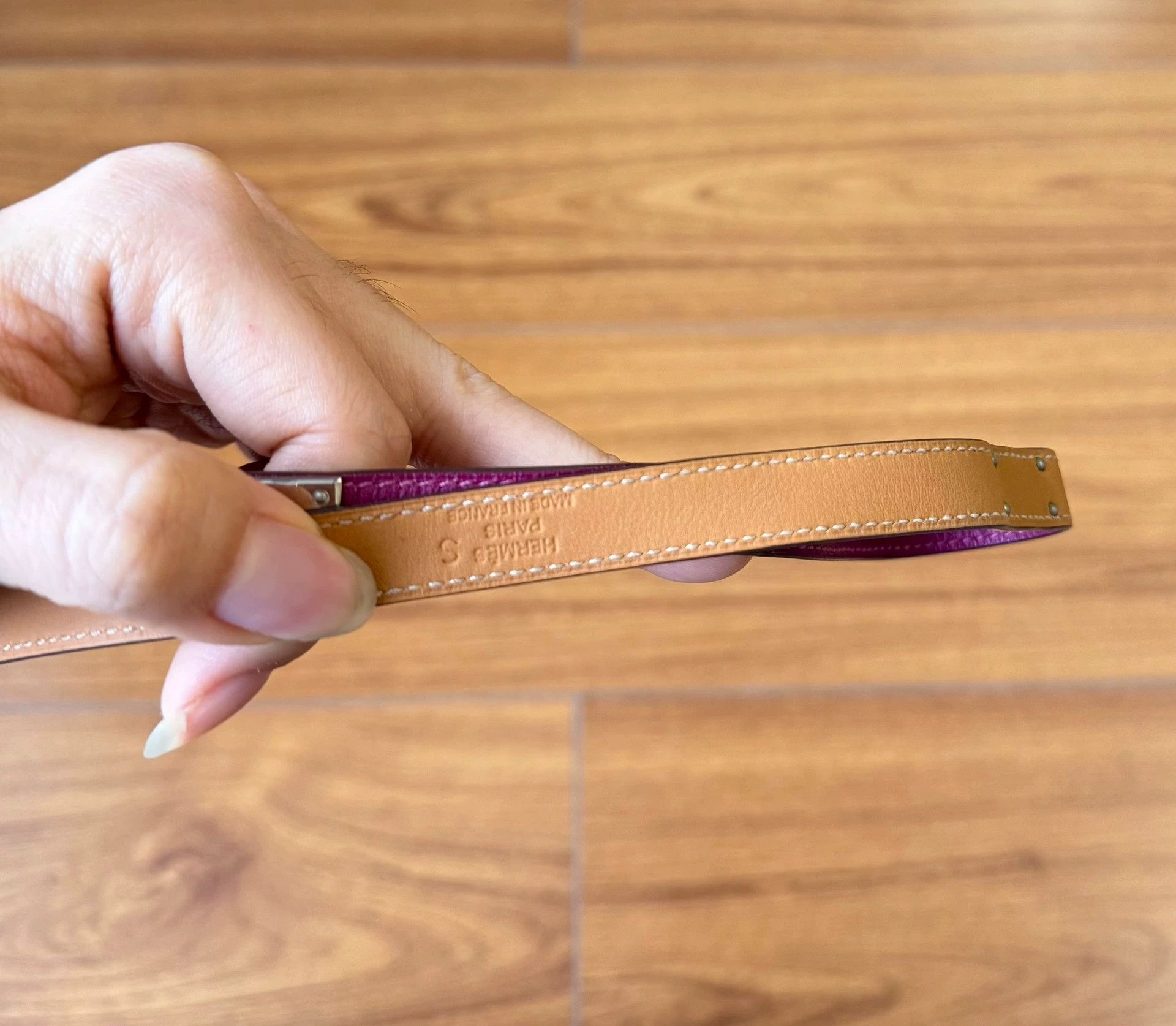 Hermes Hermes Kelly Purple Leather Bracelet S/M Size ONE SIZE - 4 Thumbnail