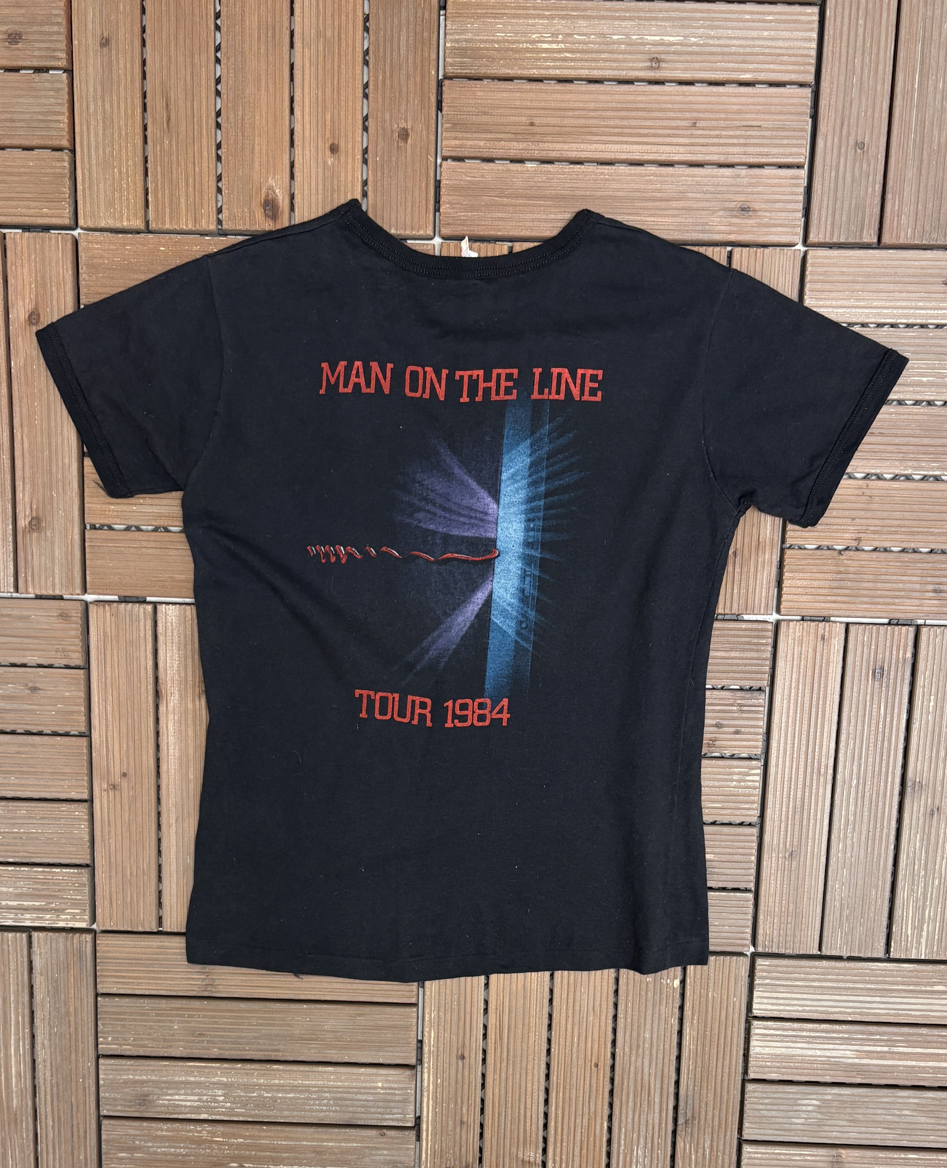 Vintage Chris De Burgh Man On The Line Tour 1984 Vintage Black Tee Size US L / EU 52-54 / 3 - 4 Thumbnail