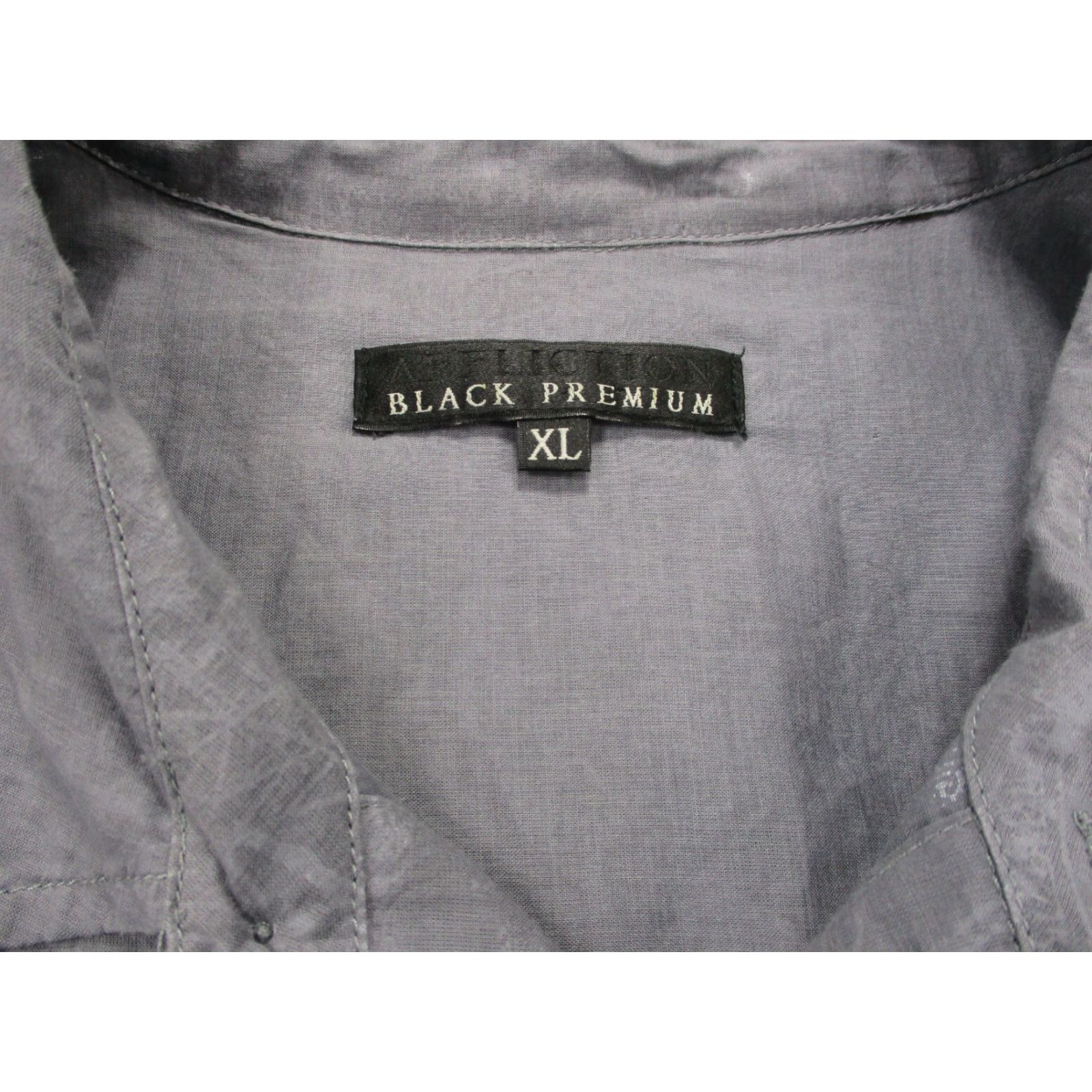Affliction VINTAGE? No. The item is not vintage per specs. Skip. Use: Affliction Black Premium Label Shirt Mens XL Long Sleeve Button-Up Inside Out Size US XL / EU 56 / 4 - 5 Thumbnail