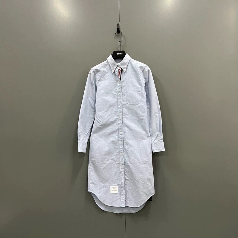 Thom browne Blue long-sleeved shirt A-line dress 2503-Nexta