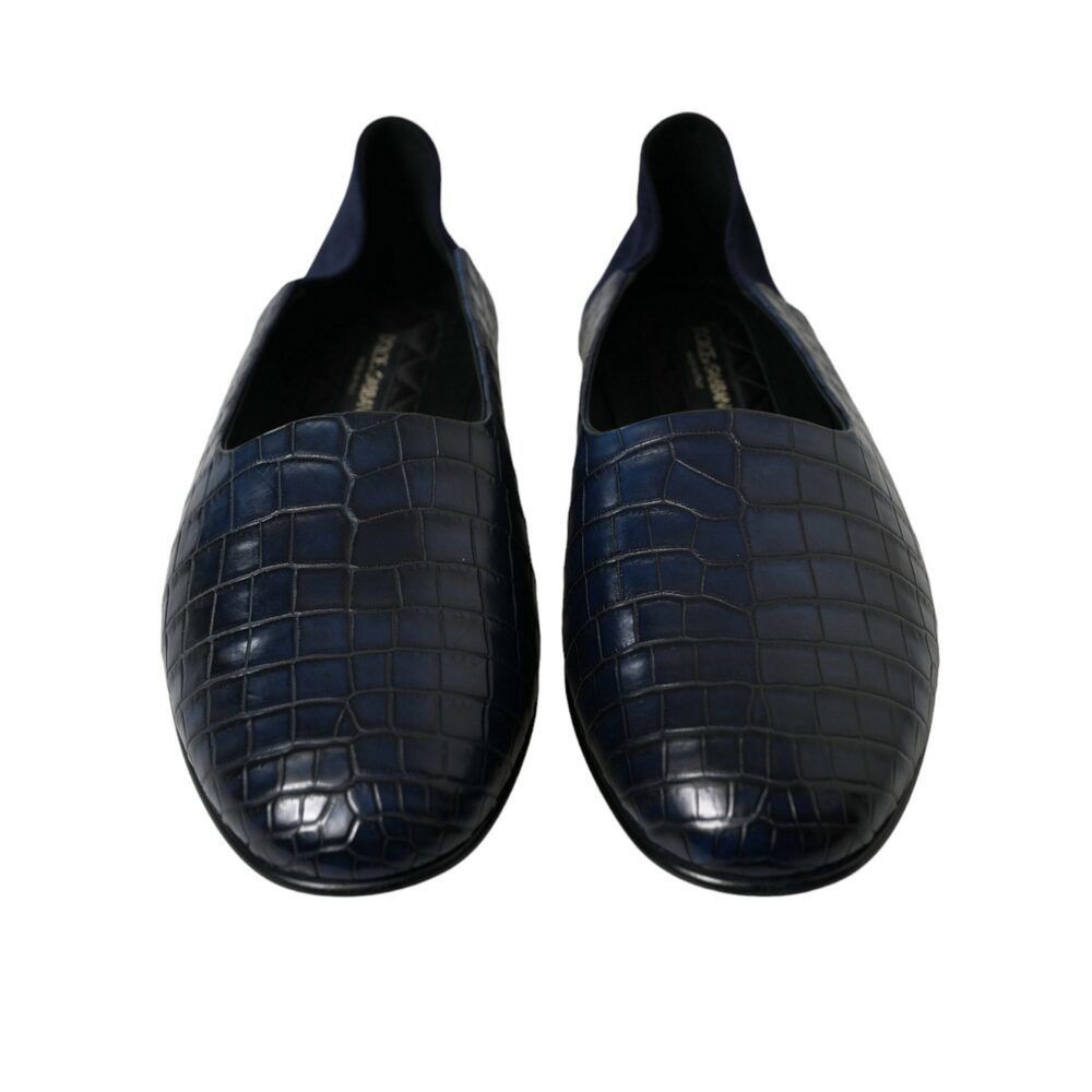Dolce & Gabbana Dolce & Gabbana Elegant Blue Crocodile Leather Loafers Size US 12 / EU 45 - 2 Thumbnail