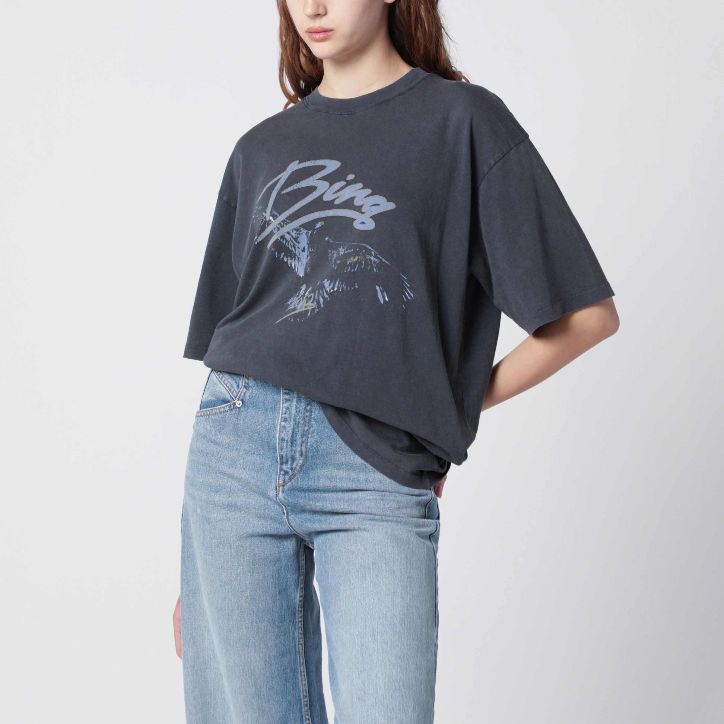 Anine Bing Anine Bing Spencer Eagle Washed Black T-Shirt Size S / US 4 / IT 40 - 1 Thumbnail