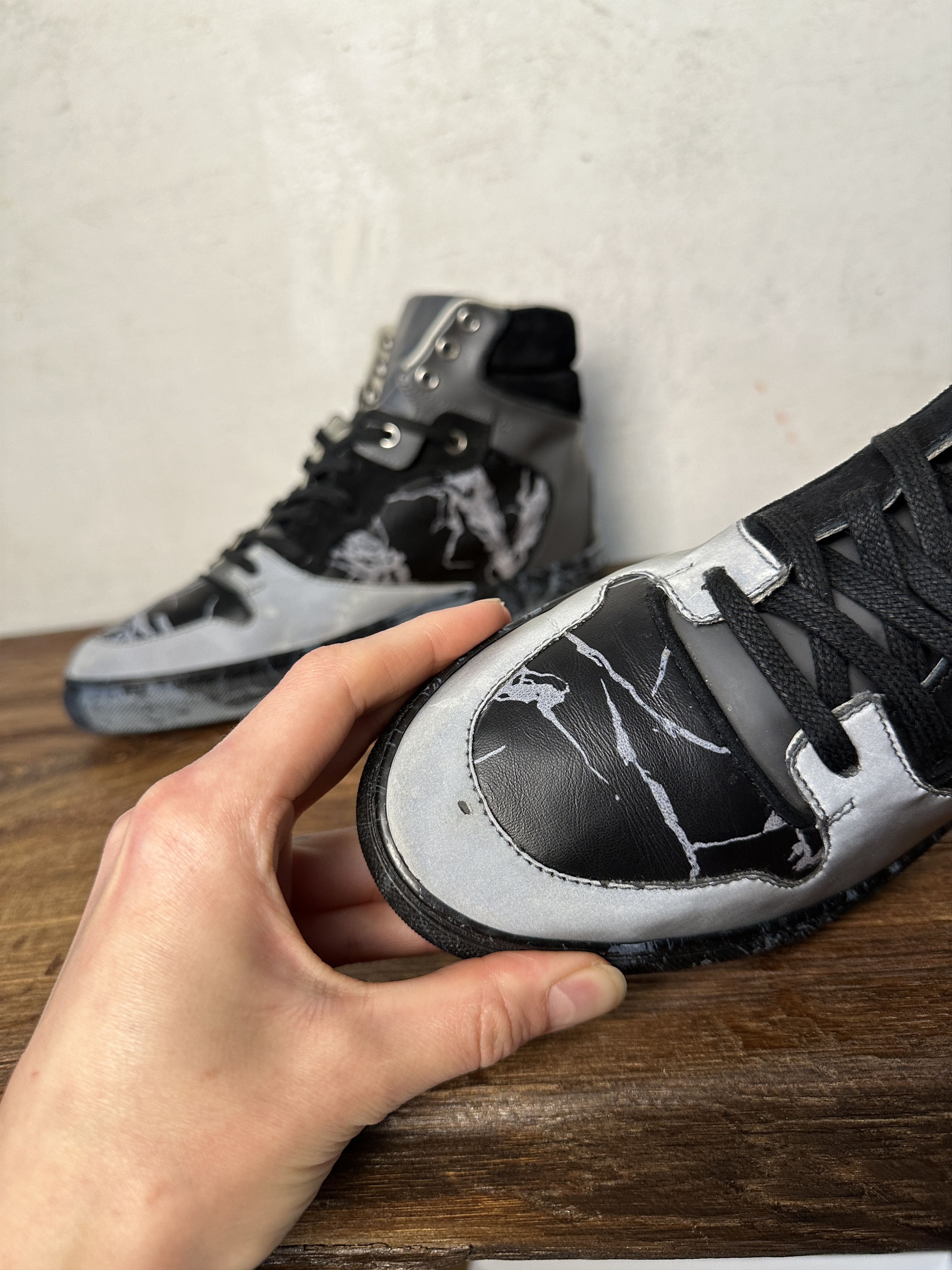 Balenciaga Balenciaga High Top Marble Print Black White Sneakers Size US 7 / EU 40 - 5 Thumbnail