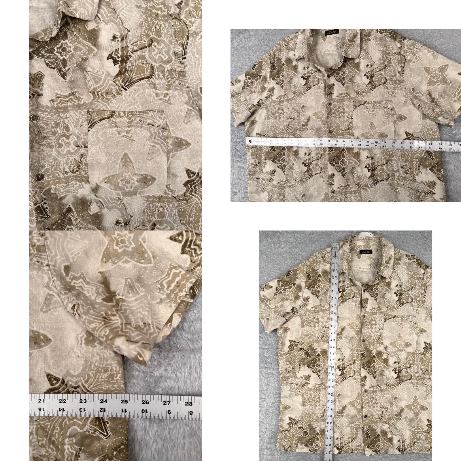 Tasso Elba Tasso Elba Shirt Adult 2XL Beige Floral Geometric Button Up Silk Blend Navy? Size US XXL / EU 58 / 5 - 8 Thumbnail