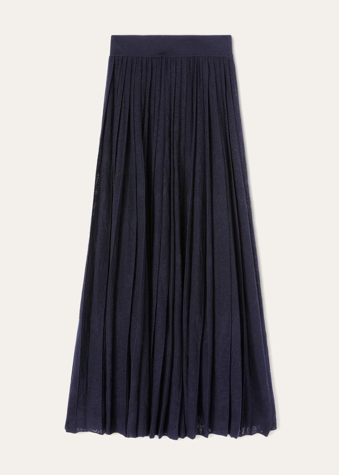 Loro Piana o1srvl11e1224 Diavolezza Virgin Wool Skirt in Navy Blue Size 28" / US 6 / IT 42 - 1 Preview
