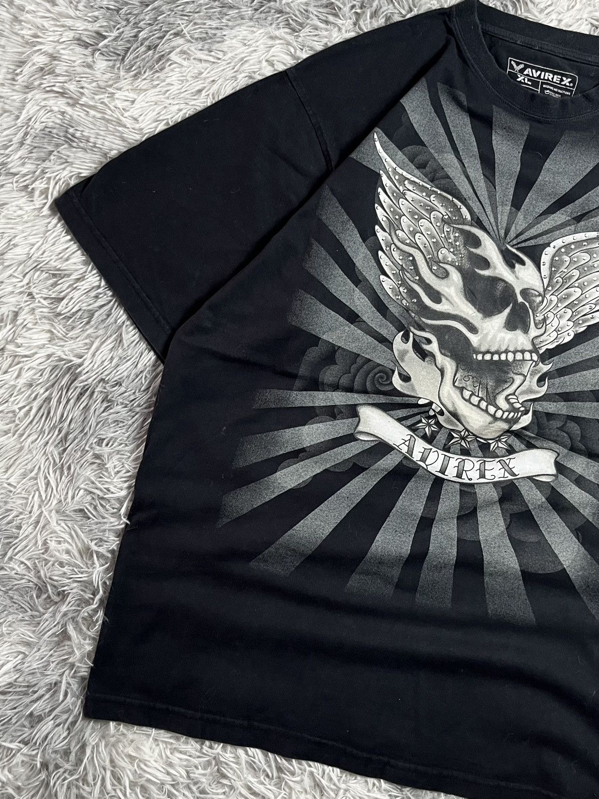 Avirex VTG Y2K AVIREX WINGED SKULL RHINESTONE BLACK T-SHIRT Size US XL / EU 56 / 4 - 5 Thumbnail