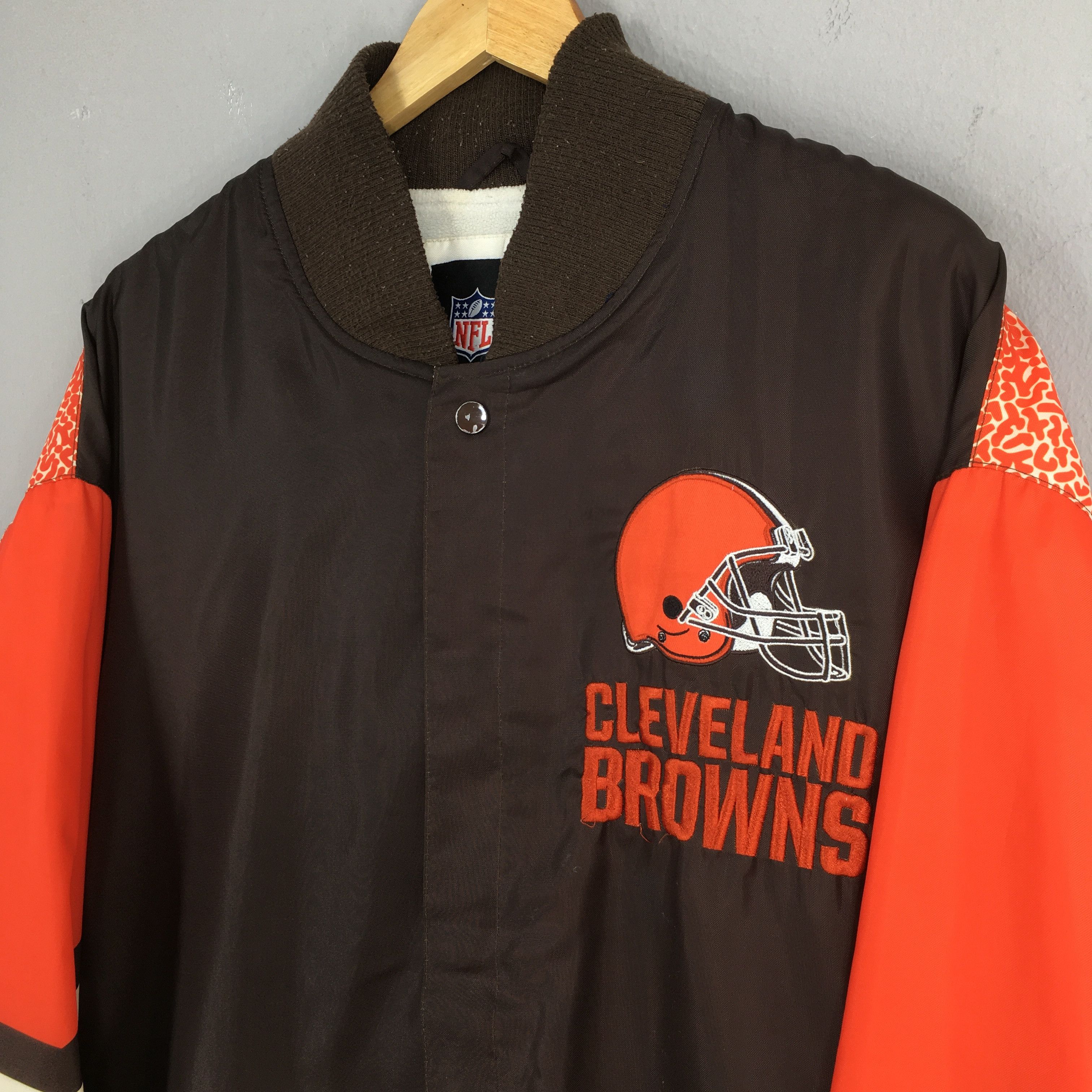 NFL Vintage Cleveland Browns Rugby NFL Bomber Jacket 4XLarge Size US XXL / EU 58 / 5 - 5 Thumbnail