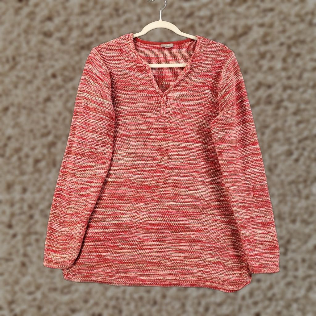 J. Jill J Jill Sweater Medium Red Pink Heathered Knit Long Sleeve V Neck Pullover Size M / US 6-8 / IT 42-44 - 1 Thumbnail