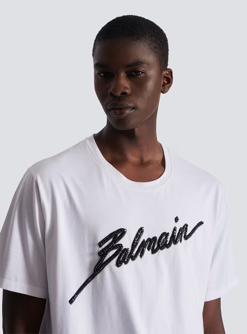 Balmain o1s1wg110126 Logo Embroidered T-Shirt in White Size US S / EU 44-46 / 1 - 6 Thumbnail