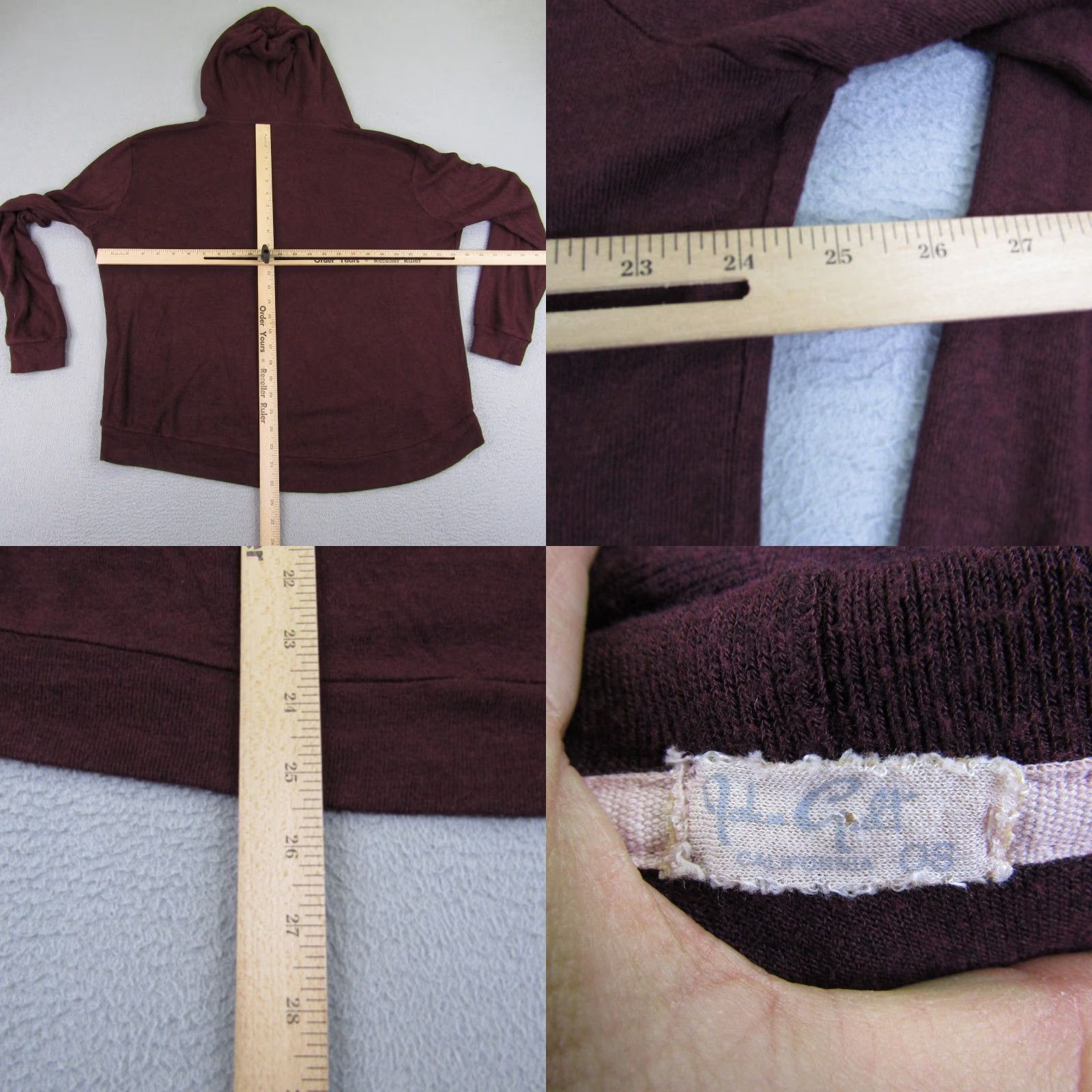 Brandy Melville Brandy Melville John Galt Hoodie Sweater Womens One Size Red Burgundy Knit Pullover Hooded Knit Italy Jumper Casual Regular Size ONE SIZE - 8 Thumbnail