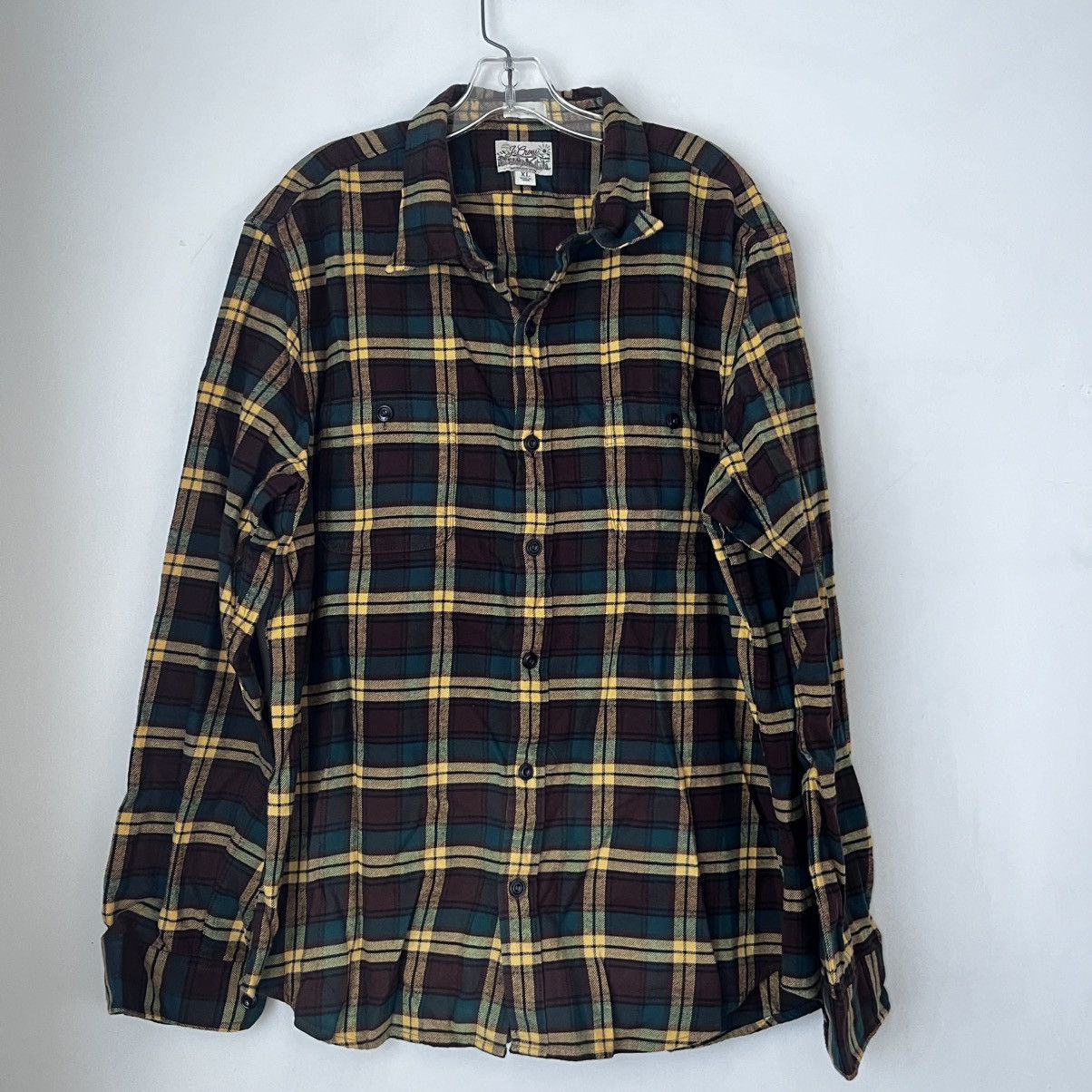 J.Crew J. Crew Midweight Flannel Workshirt Brown Yellow Plaid XL Size US XL / EU 56 / 4 - 1 Thumbnail