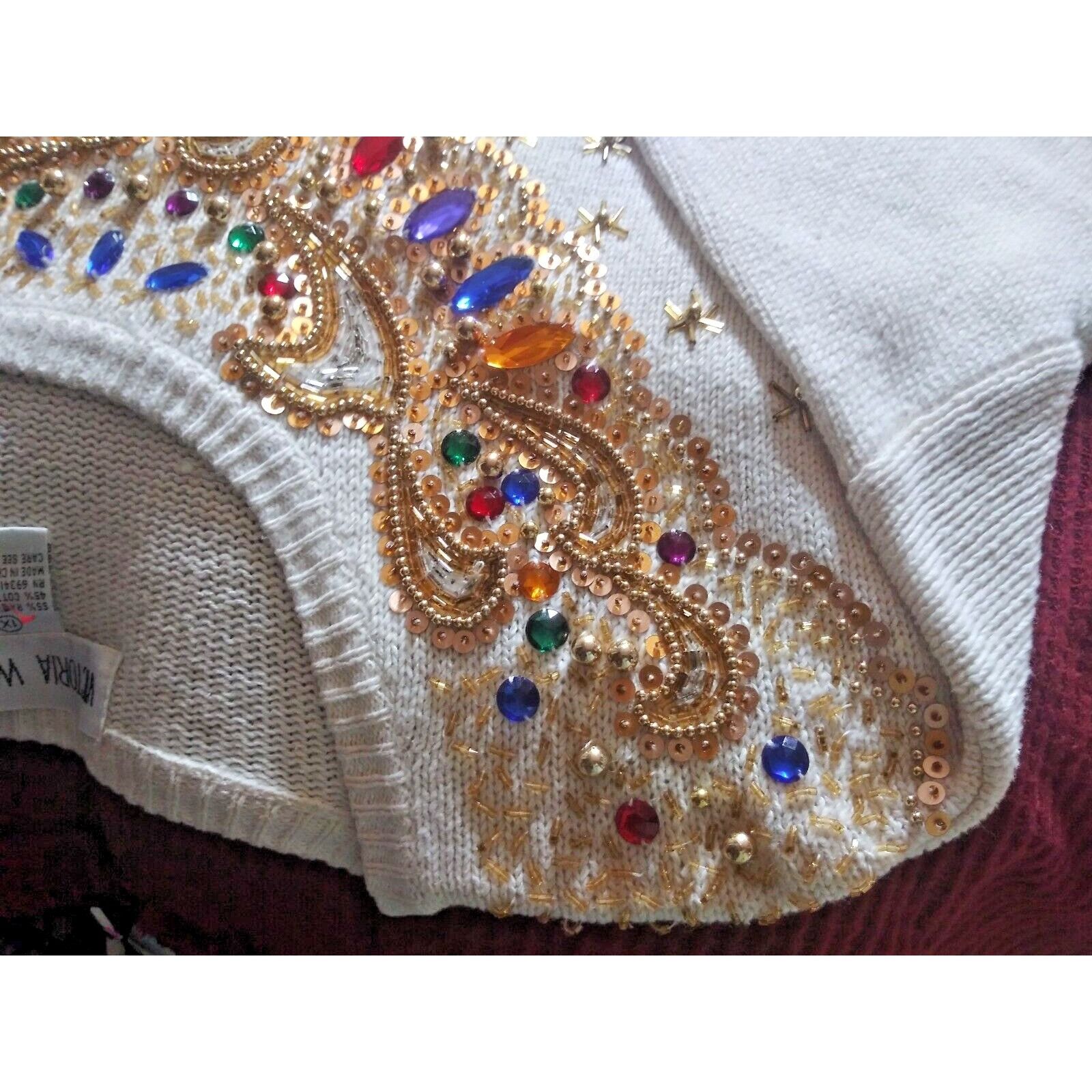 Vintage Vintage womens sweater Embellished beads rhinestones Sequins Size XL / US 12-14 / IT 48-50 - 6 Thumbnail