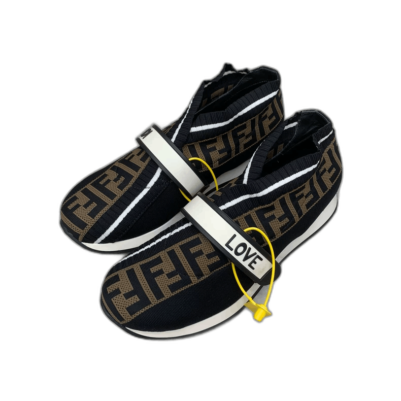 Fendi Fendi Black Logo Braided Sock Sneakers-yf Size US 8 / EU 41 - 1 Thumbnail