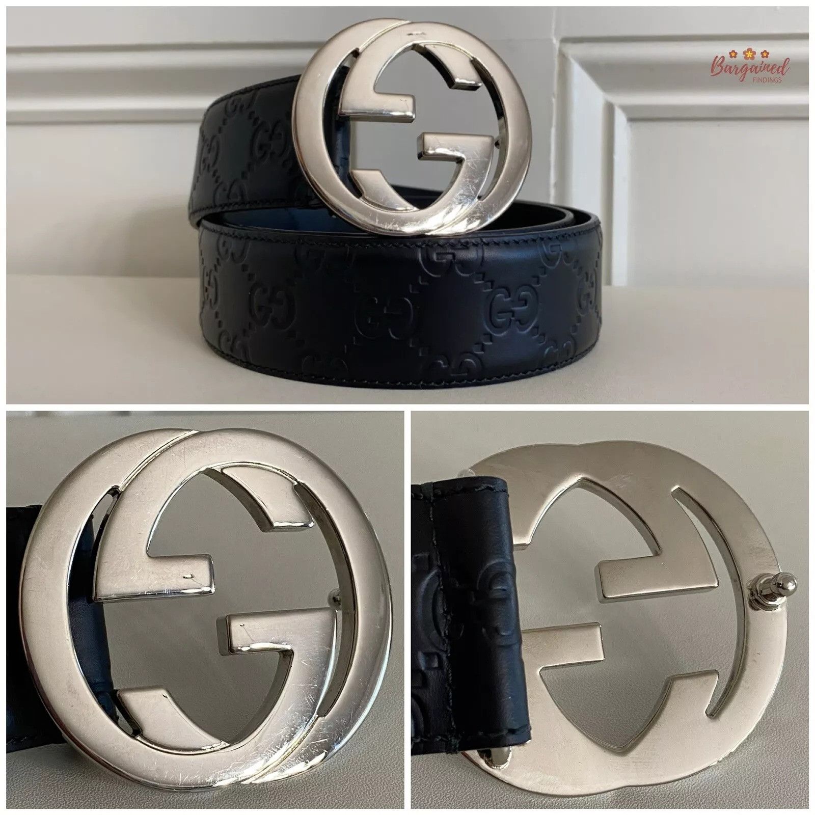 Gucci Gucci Guccissima Leather Silver Interlocking G Buckle Belt Size 30 - 6 Thumbnail
