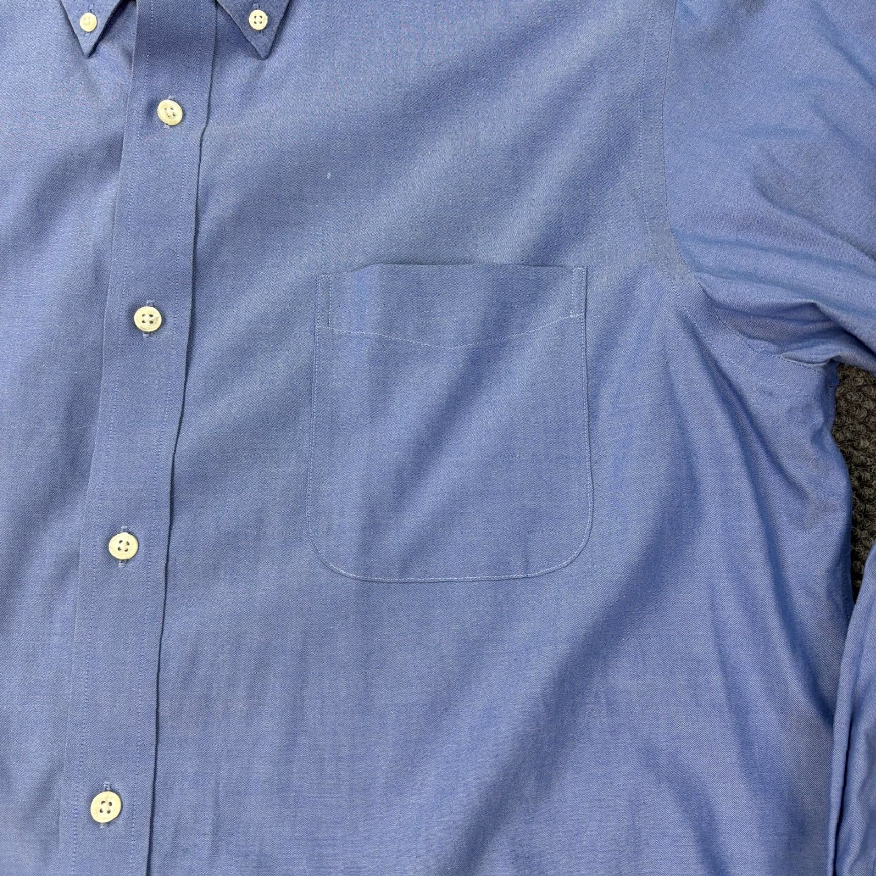 Lands' End Lands' End Dress Shirt Mens 16.5 32/33 Blue No Iron Supima Cotton Button-Down Shirt (Classic Fit) Mens Size 46R - 2 Thumbnail
