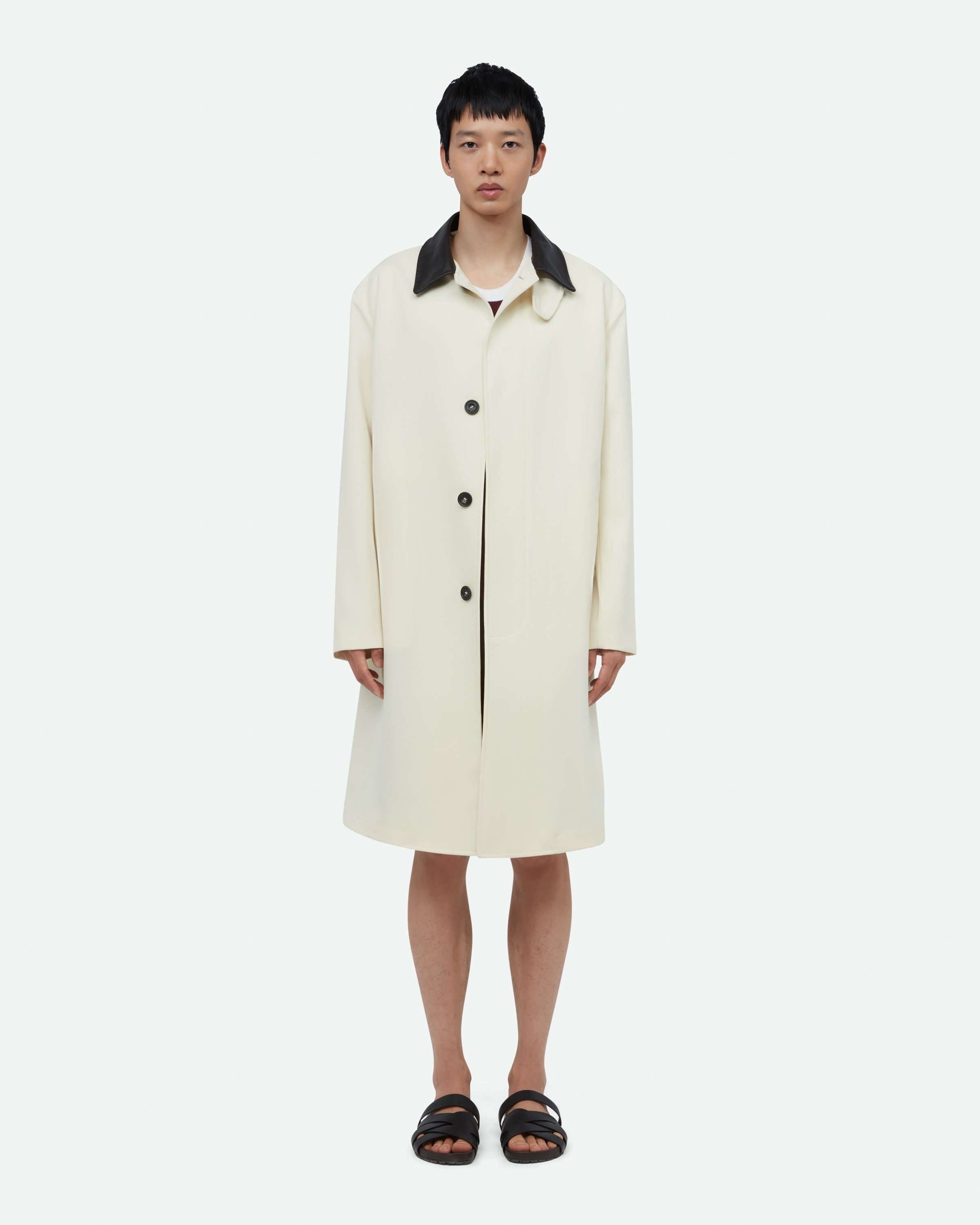 Wales Bonner o1mle0825 Unisex Noon Crombie Car Coat in Neutrals Size US S / EU 44-46 / 1 - 3 Thumbnail
