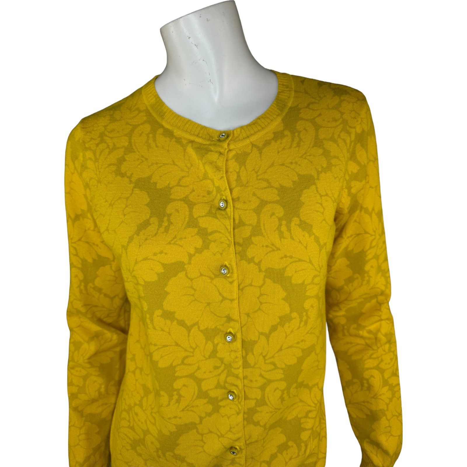 Isaac Mizrahi Isaac Mizrahi Live! Damask Crew Neck Cardigan Gold XS Size XS / US 0-2 / IT 36-38 - 5 Thumbnail