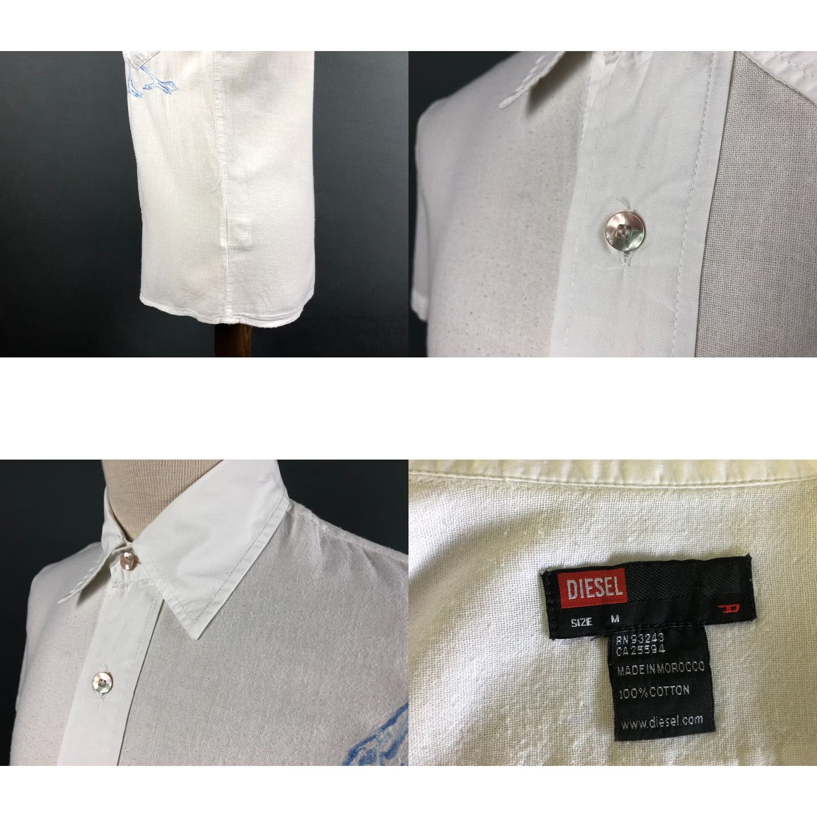 Diesel Diesel Men's Shirt M White Cotton Short Sleeve Button-Up, Casual, Regular Fit, Collared, Left Chest Pocket Size US M / EU 48-50 / 2 - 8 Thumbnail