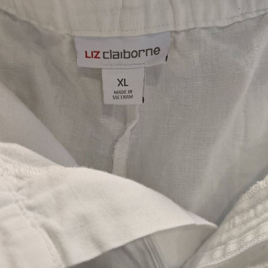 Liz Claiborne Liz Claiborne White Linen/ Rayon Pants Tie At Waist. Size XL Size 38" / US 16 / IT 52 - 6 Thumbnail