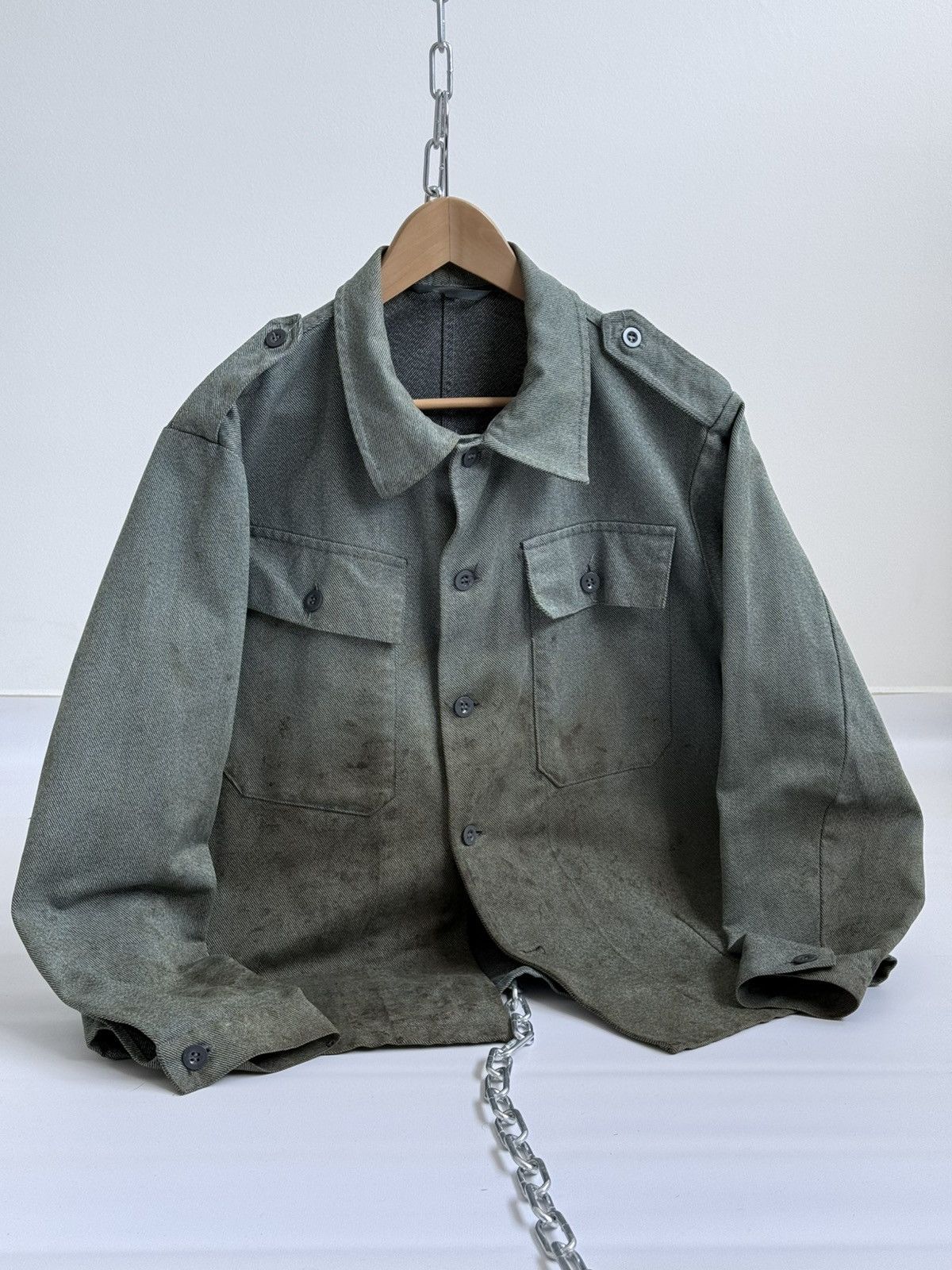 Le Laboureur Vintage 80s Swiss Thrashed Military Work Jacket Size US XL / EU 56 / 4 - 1 Thumbnail