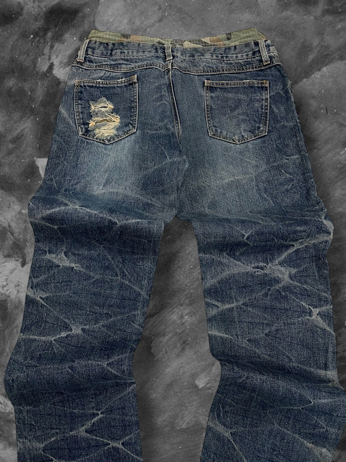 Japanese Brand Vintage 1990s Japan Co&Lu Double Waist War Distressed Denim Size US 30 / EU 46 - 11 Thumbnail