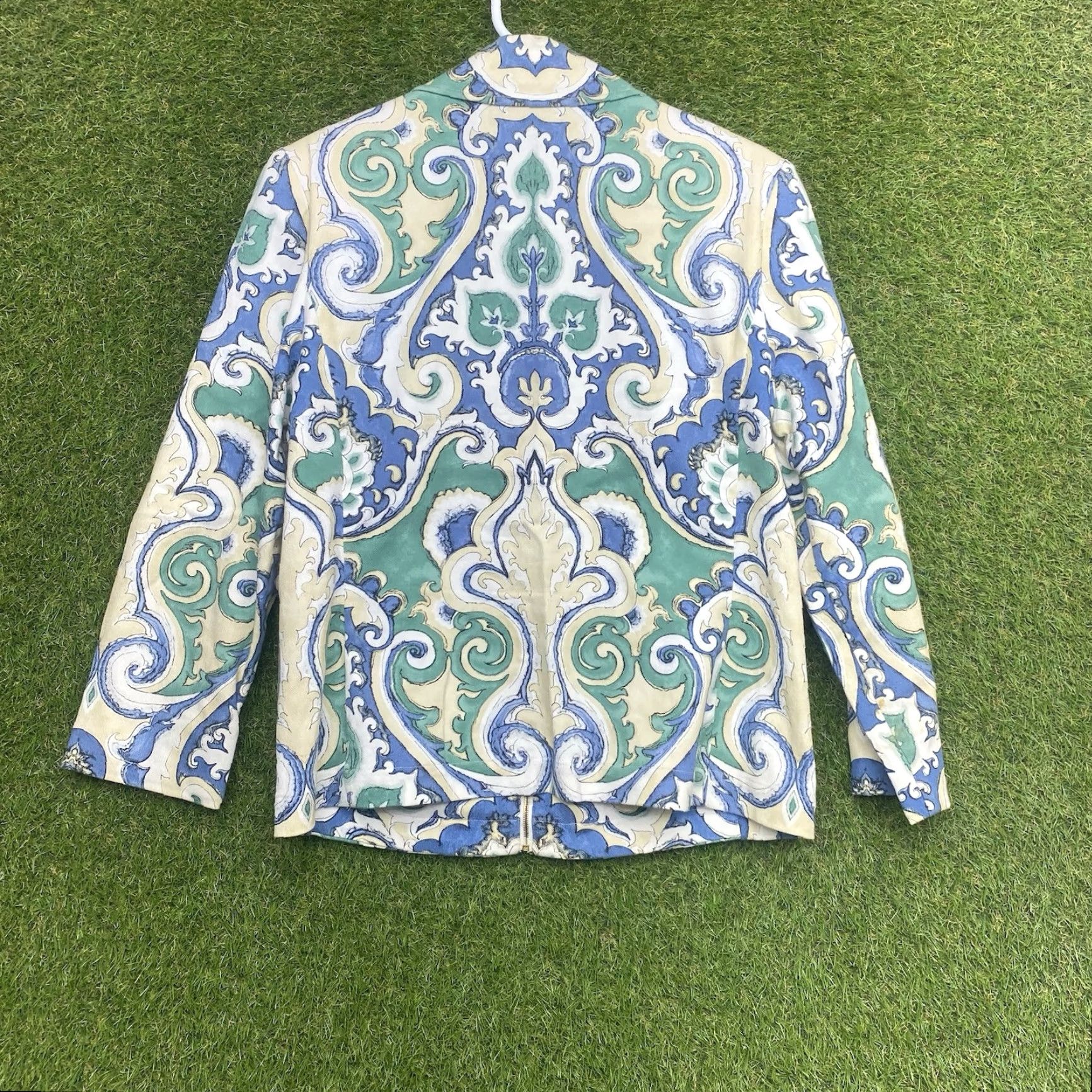 St. John St John Sport Jacket Womens S Blazer Paisley Italy AOP Pastel Color Multicolor Knit Long Sleeve Regular Size S / US 4 / IT 40 - 2 Thumbnail