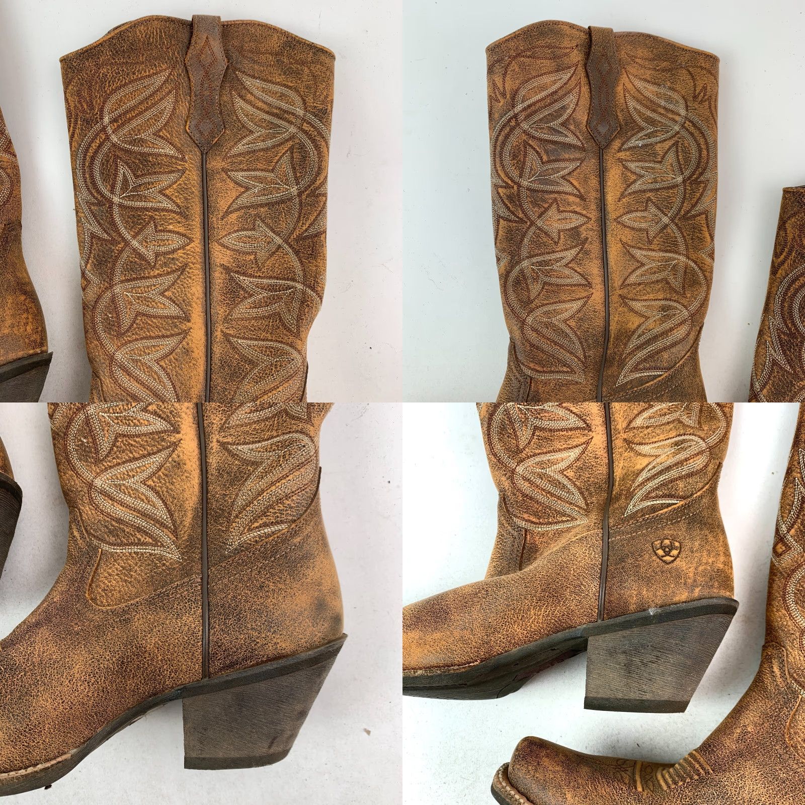 Ariat Ariat Womens Boot Distressed Leather Round Up 10018581 Western Cowboy Leather US 8.5B Brown Shoe Width B Vintage No Day? Size US 9 / IT 39 - 8 Thumbnail