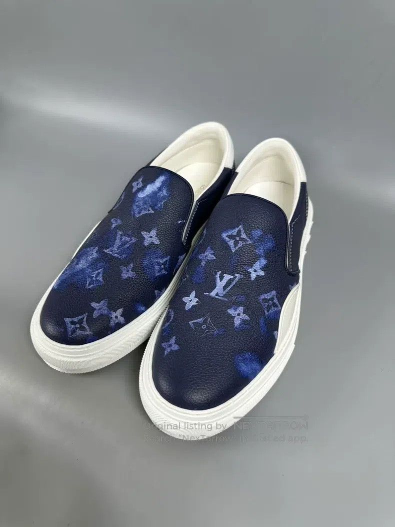 Louis Vuitton Louis Vuitton Ink-wash white and blue one-step casual shoe Size US 7 / EU 40 - 2 Thumbnail