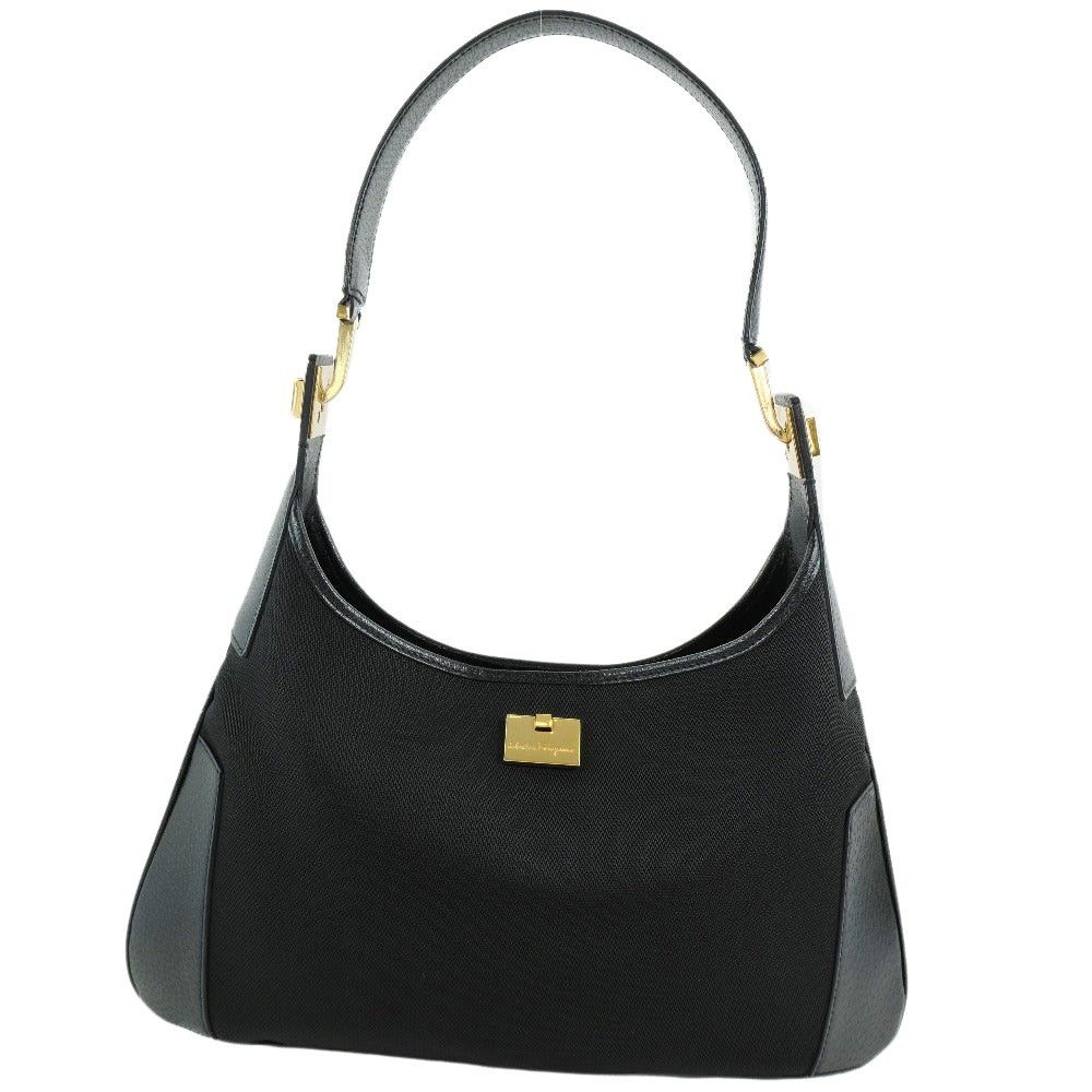 Salvatore Ferragamo Black Canvas Handbag (Pre-Owned) Size ONE SIZE - 1 Thumbnail