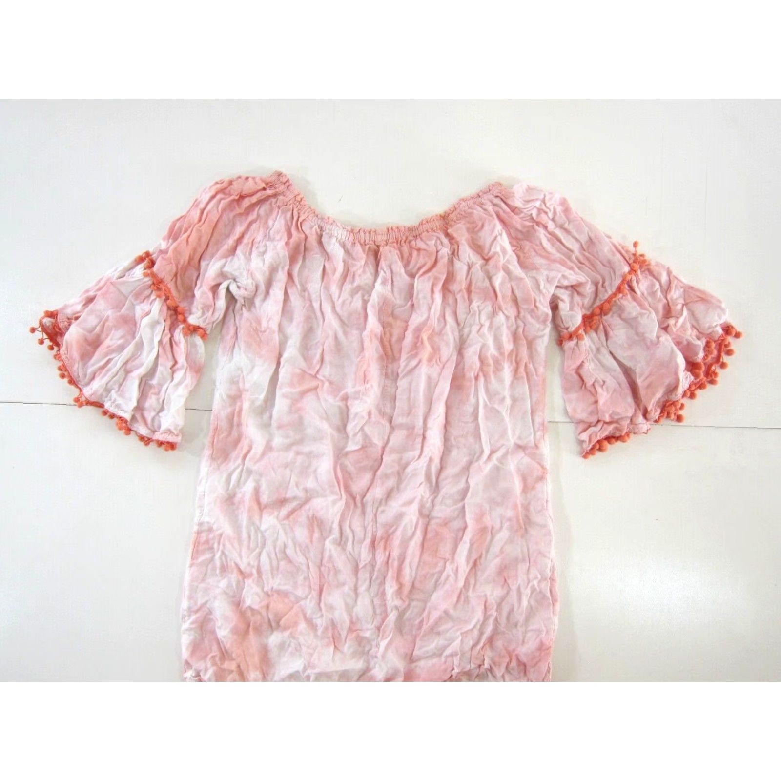 Vintage Exist Pink Tie Dye Off Shoulder 3/4 Sleeve Blouse OS Blouse Boho Tunic Women OS Size M / US 6-8 / IT 42-44 - 5 Thumbnail