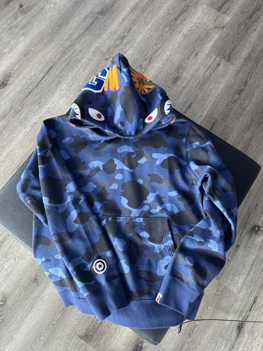 image of Bape Color Camo Shark Pullover Hoodie in Blue, Men's (Size XL)