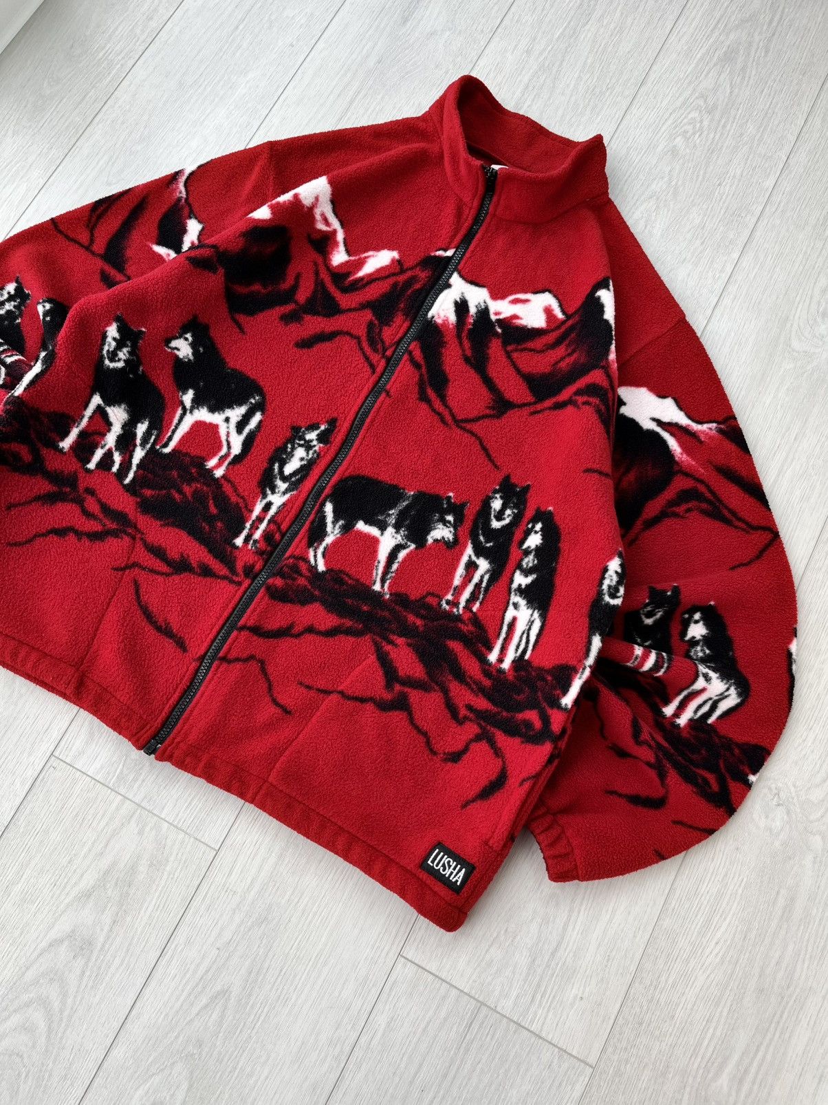 Other Vintage Wolfs Fleece Jacket All Over Print Y2K Gorpcore 90s Size US L / EU 52-54 / 3 - 3 Thumbnail