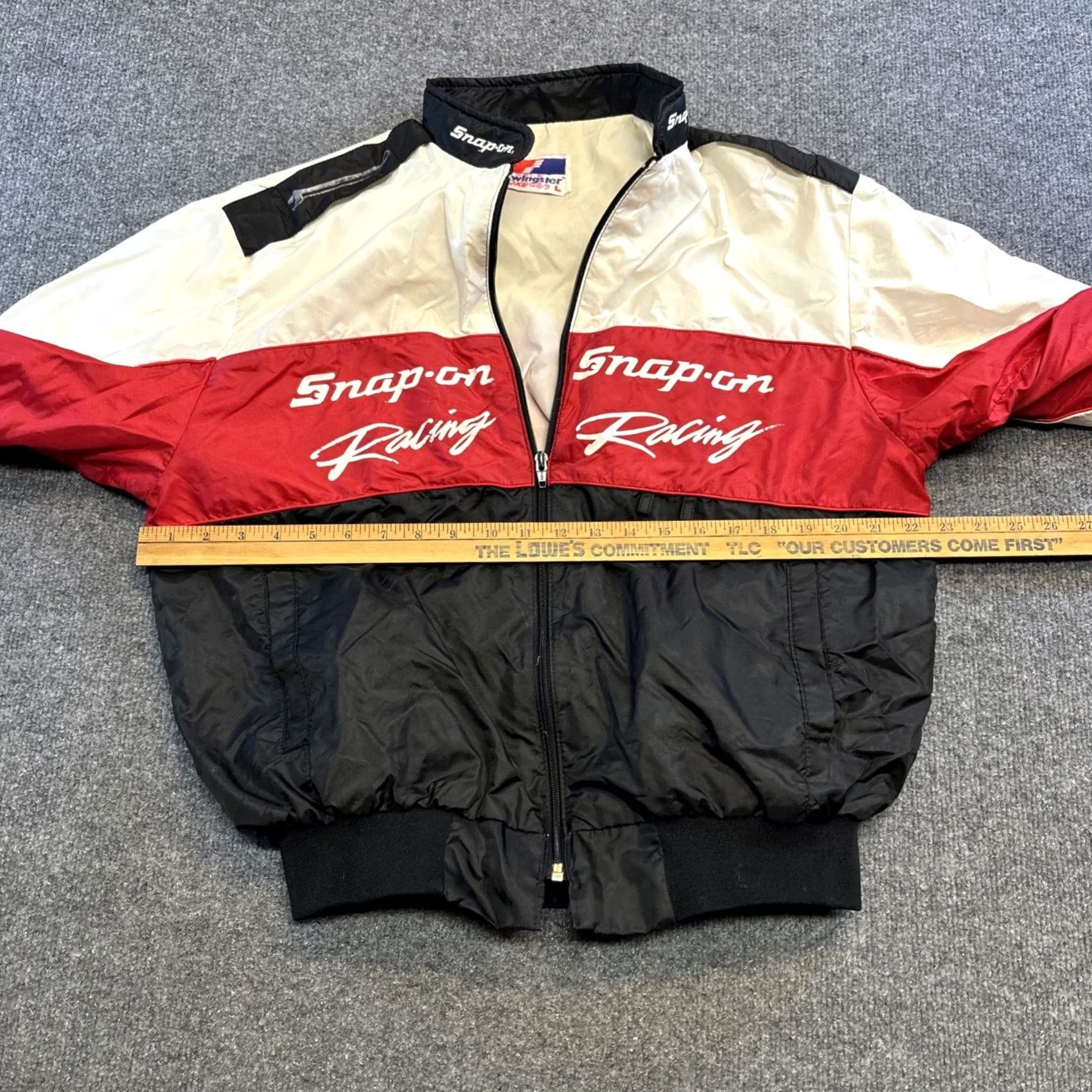 Vintage VINTAGE Swingster Windbreaker Jacket Racing Men L Red Black Mock Collar Snap On Nylon Size US L / EU 52-54 / 3 - 5 Thumbnail