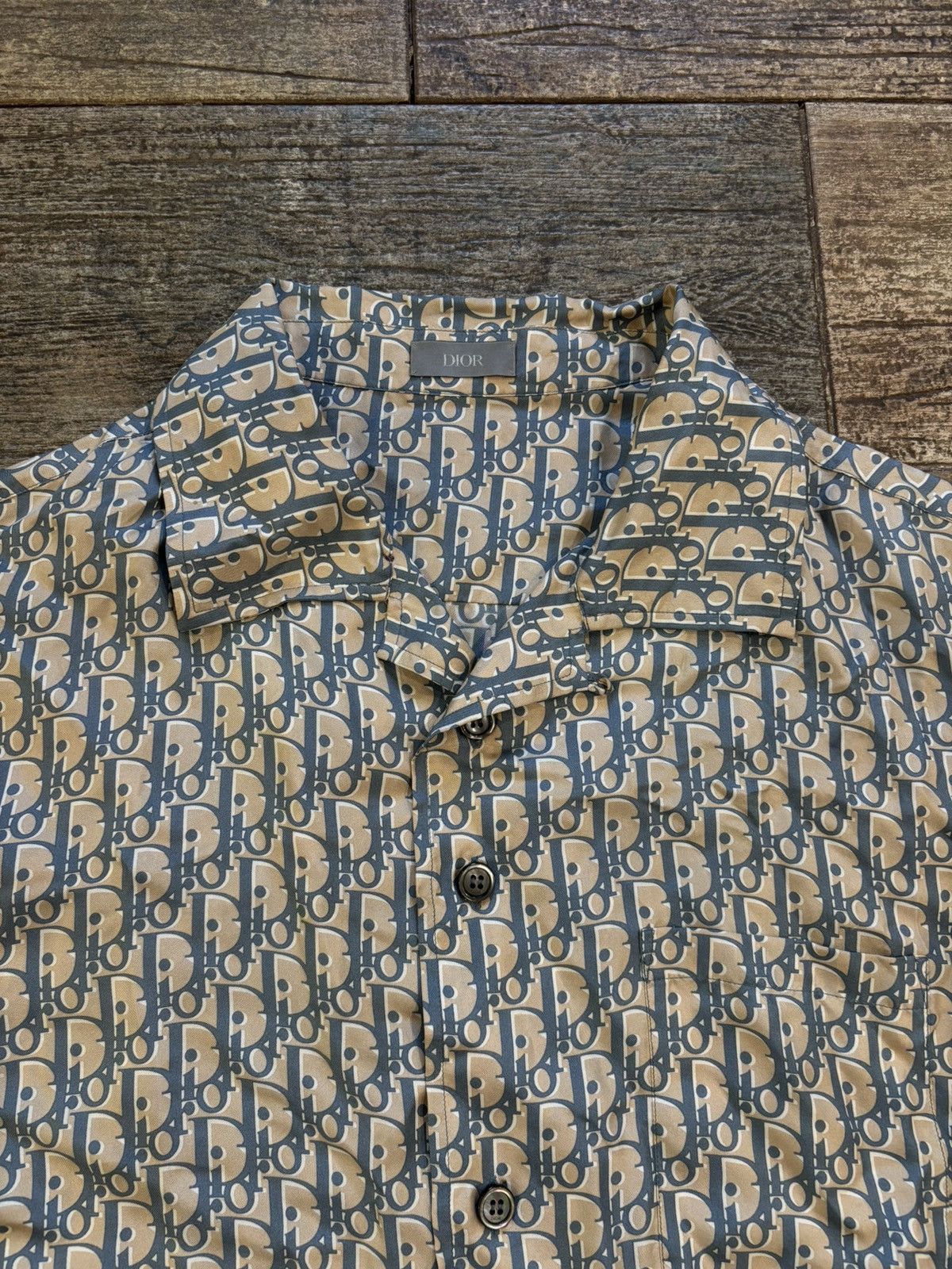 Dior Beige And Blue Oblique Print Button Up Size US L / EU 52-54 / 3 - 3 Thumbnail