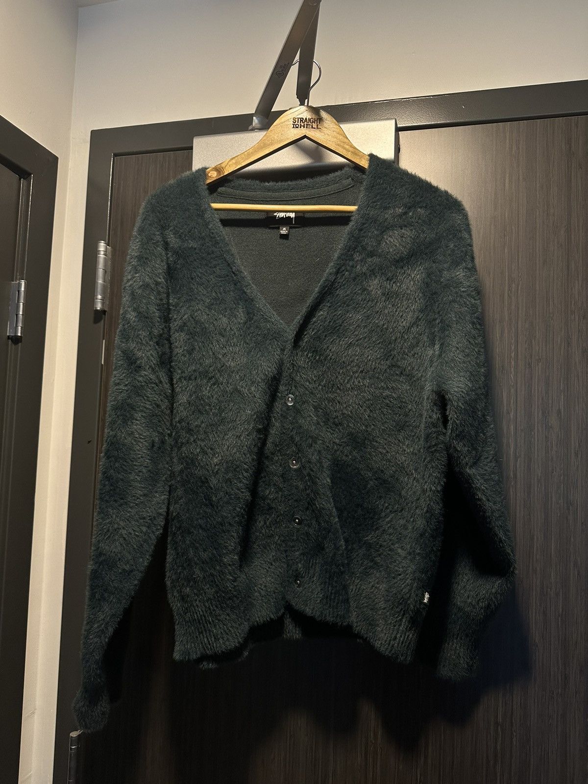 image of Stussy Mohair Cardigan in Green, Men's (Size Medium)