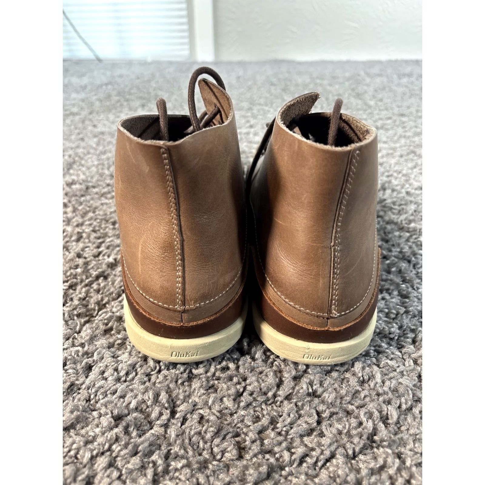 Olukai OluKai Nalukai Kapa Boot Chukka Mens 14 Brown Cotton Blend Leather Lace Up Rubber Sole Casual Travel Size US 14 / EU 47 - 4 Thumbnail