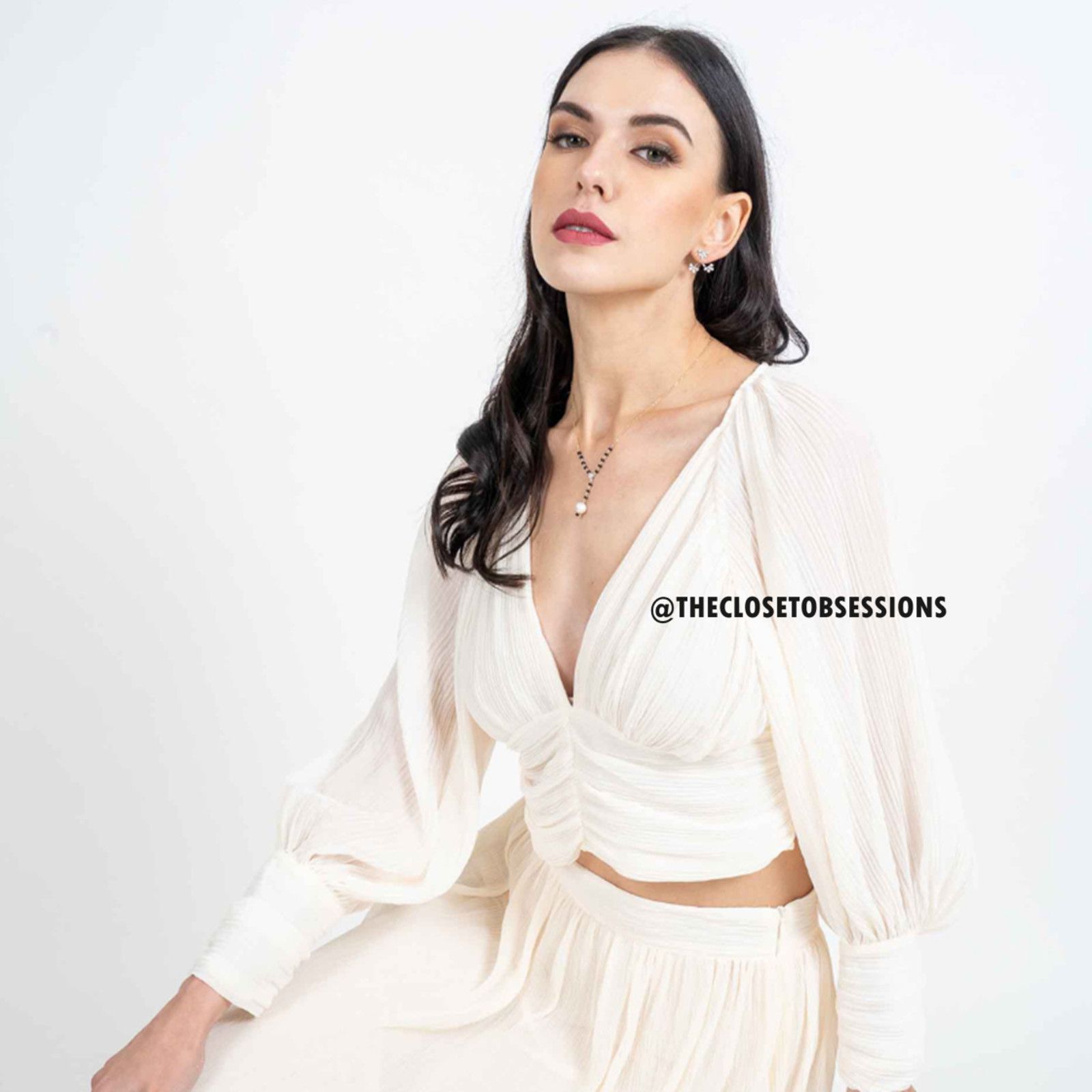 Zara RARE!!! ZARA Co-Ord Set V-Neck Top + Flowy Maxi Skirt NWT Size L / US 10 / IT 46 - 22 Thumbnail