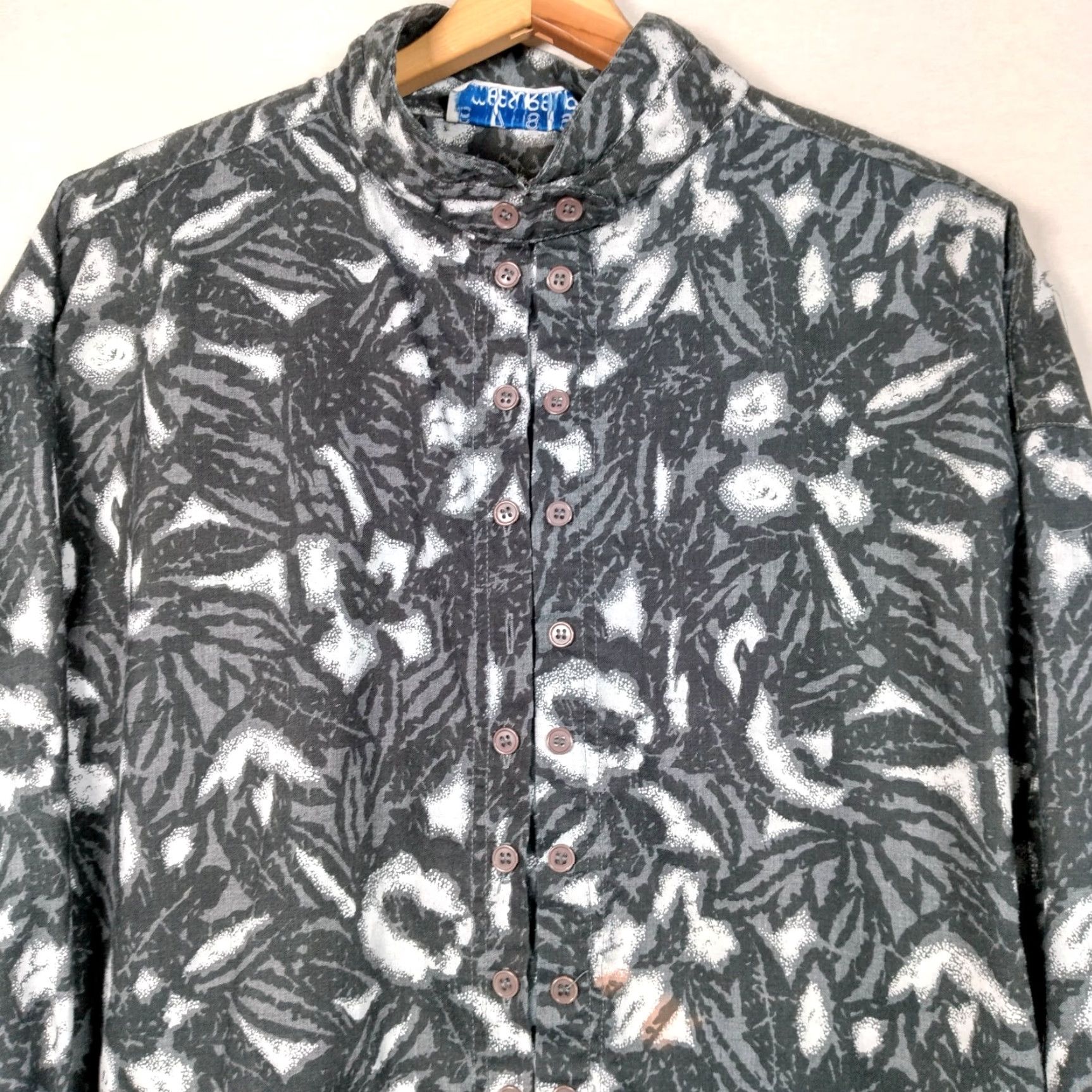 Etro VINTAGE Measure Up Shirt Men 2XL Gray Floral Abstract Retro Long Sleeve Button-Up Size US XXL / EU 58 / 5 - 2 Thumbnail