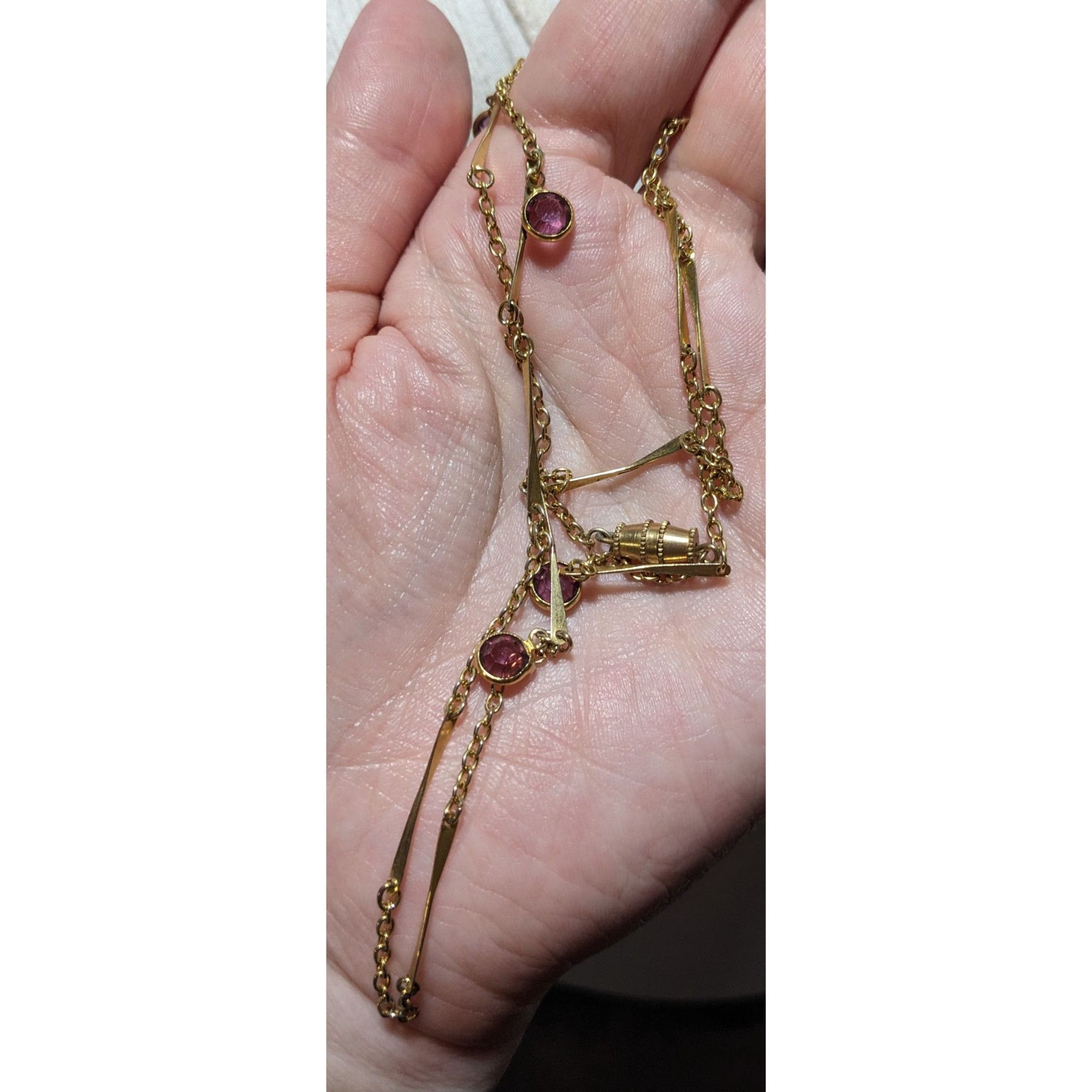 Other Abstract Gold Chain Necklace With Purple Gems Size ONE SIZE - 5 Thumbnail