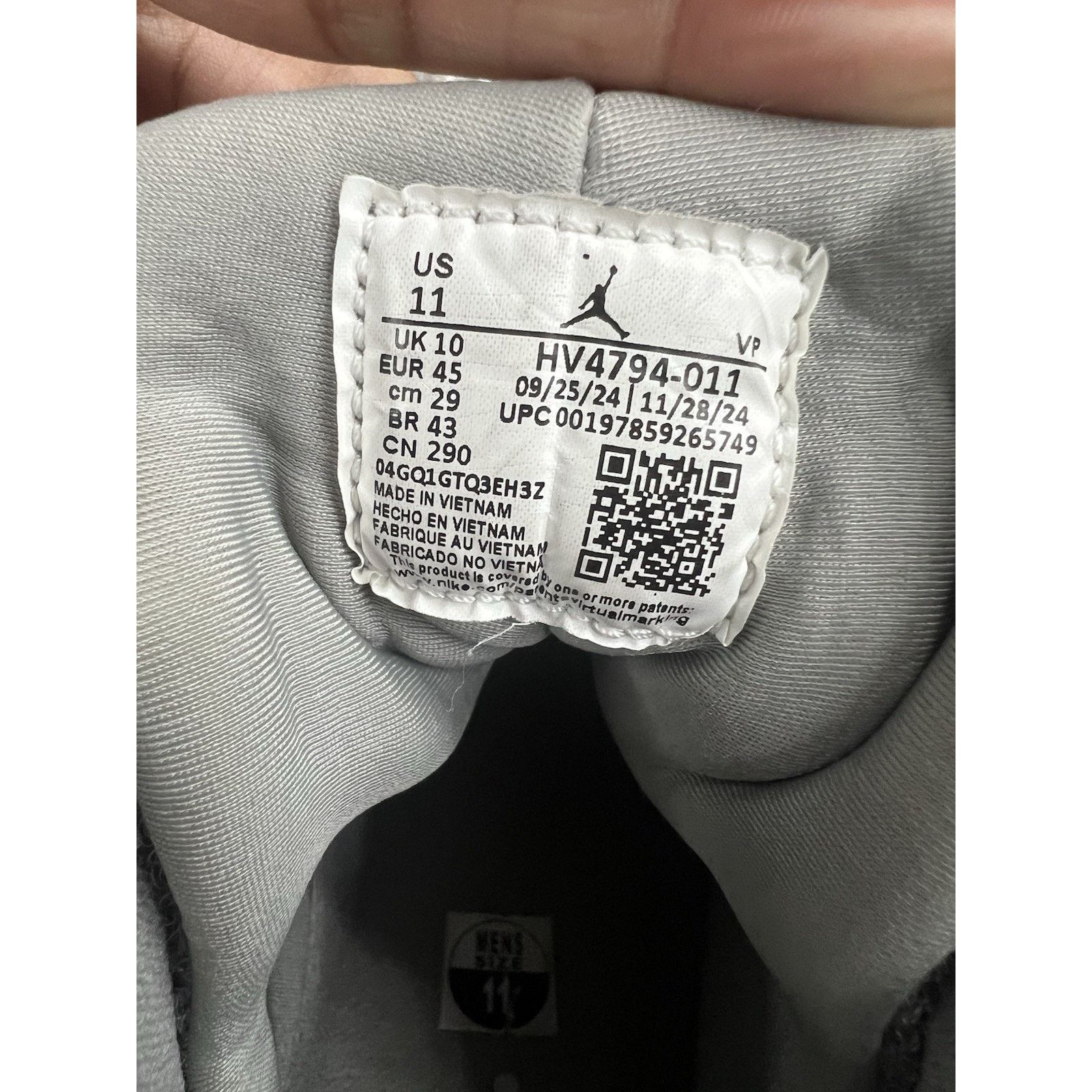 Jordan Brand Air Jordan 9 Retro Cool Grey (2025) Size 11 (HV4794-011) Size US 11 / EU 44 - 7 Thumbnail