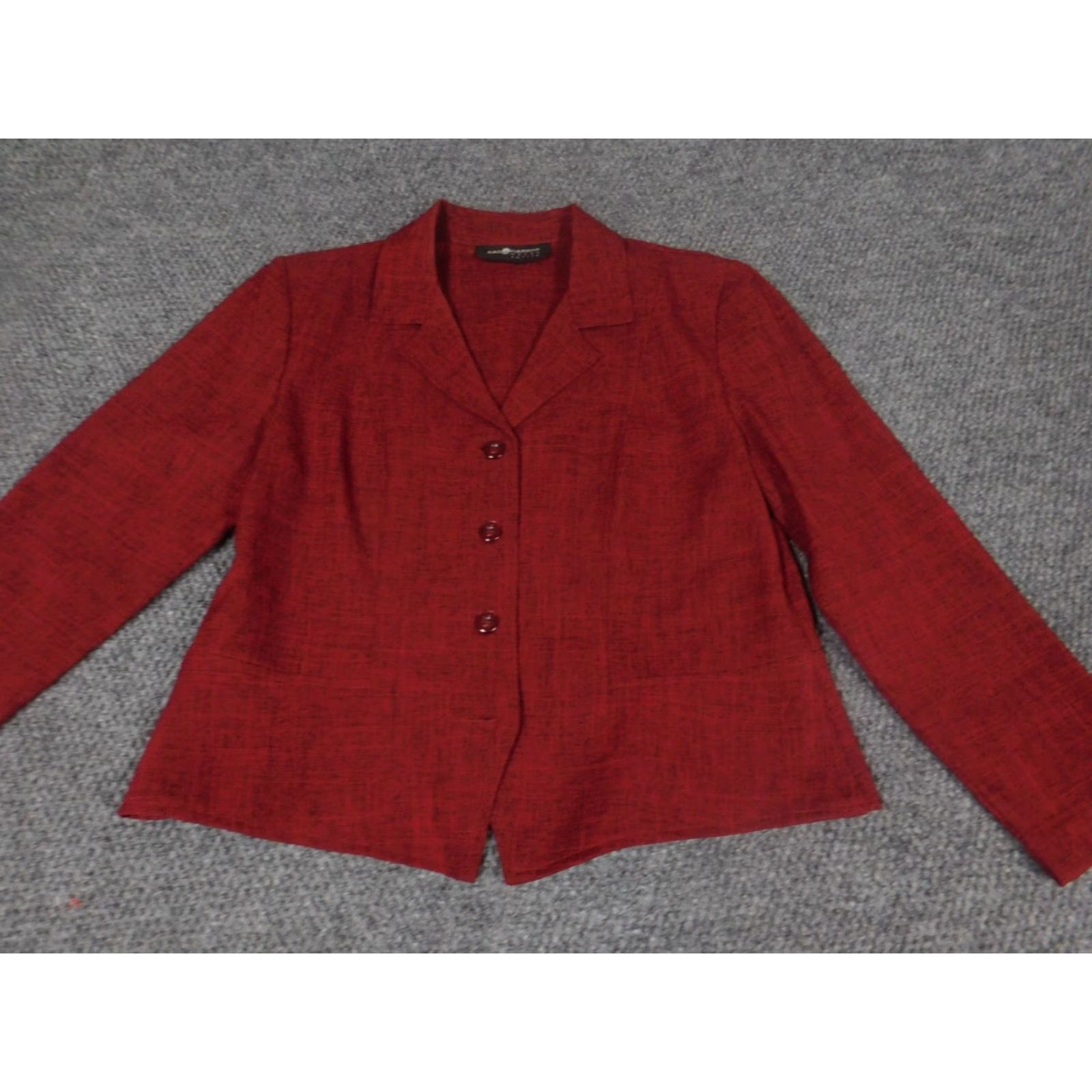 Vintage Sag Harbor Blazer Womens 10P Petites Red Jacket Coat Single-Breasted Four-Button Notch Lapel Tuxedo Size L / US 10 / IT 46 - 3 Thumbnail