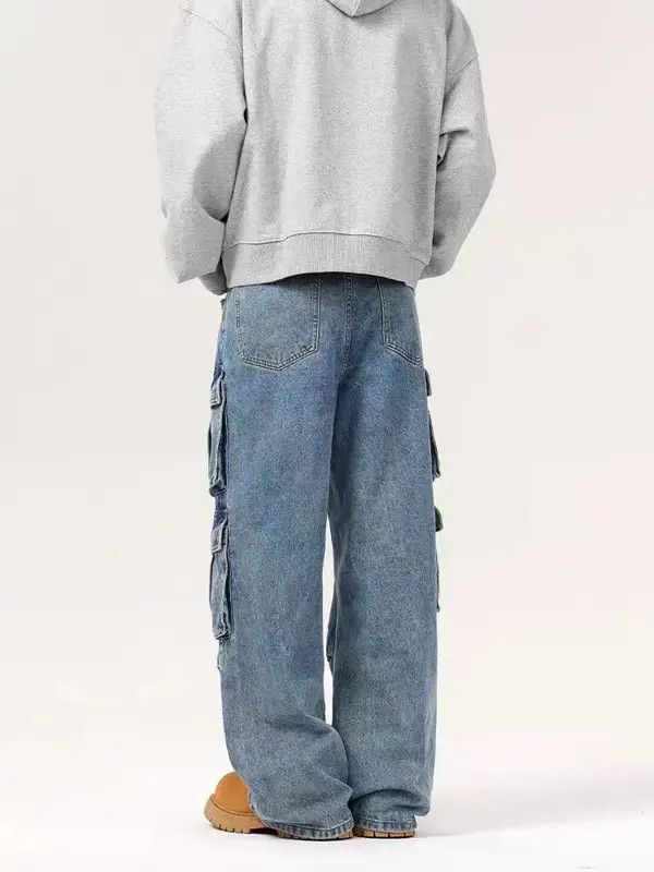 Japanese Brand Konno Vintage Street Multi-Pocket Washed Loose Work Jeans Size US 32 / EU 48 - 3 Thumbnail